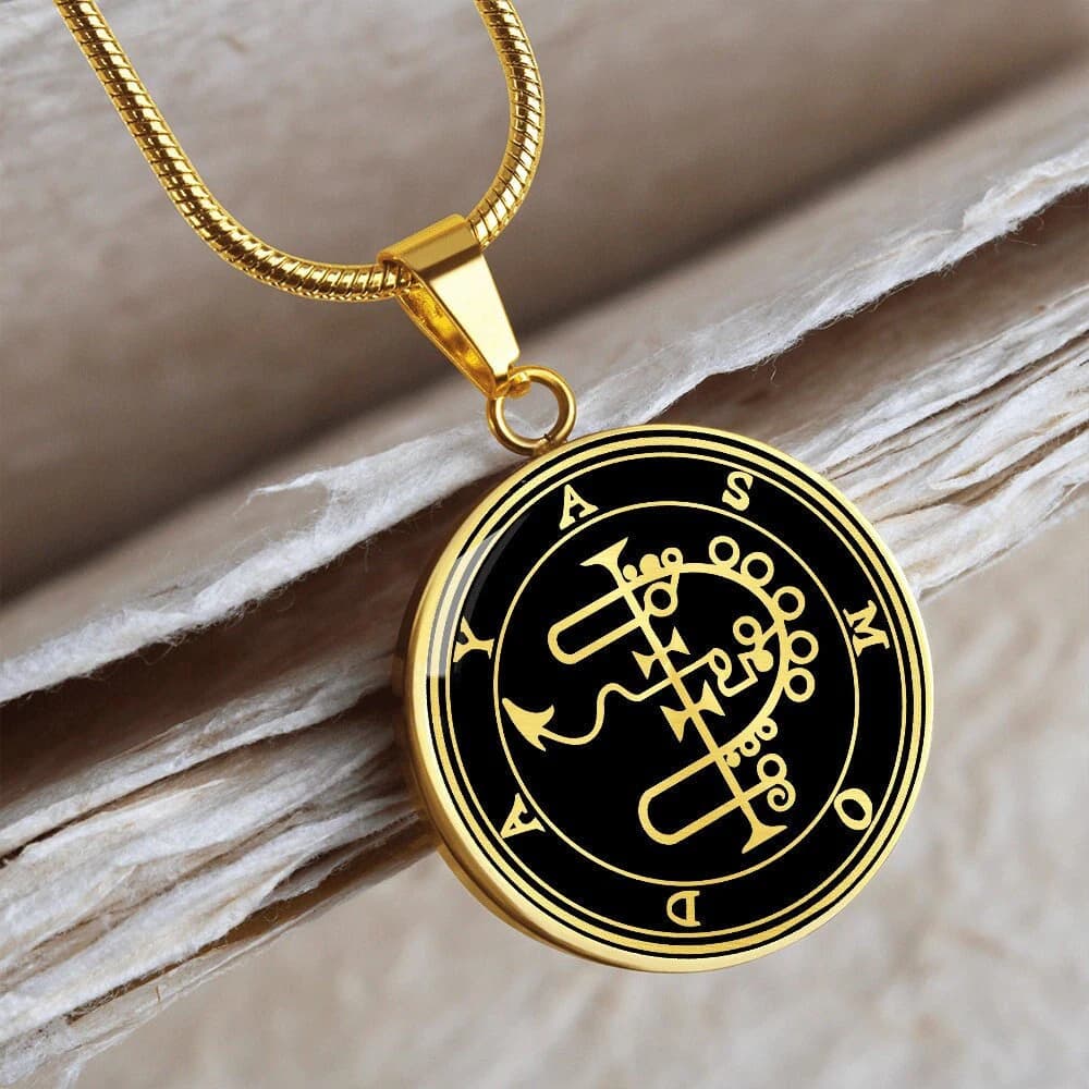 Asmodeus Sigil Necklace Pendant Demon Jewelry Gold Silver Charm