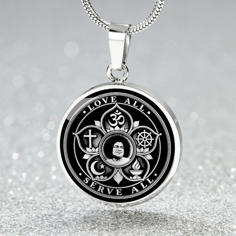 Sathya Sai Baba Pendant Sathya Necklace, Love All Serve All Sarva Dharma Spiritual Jewelry - image 3