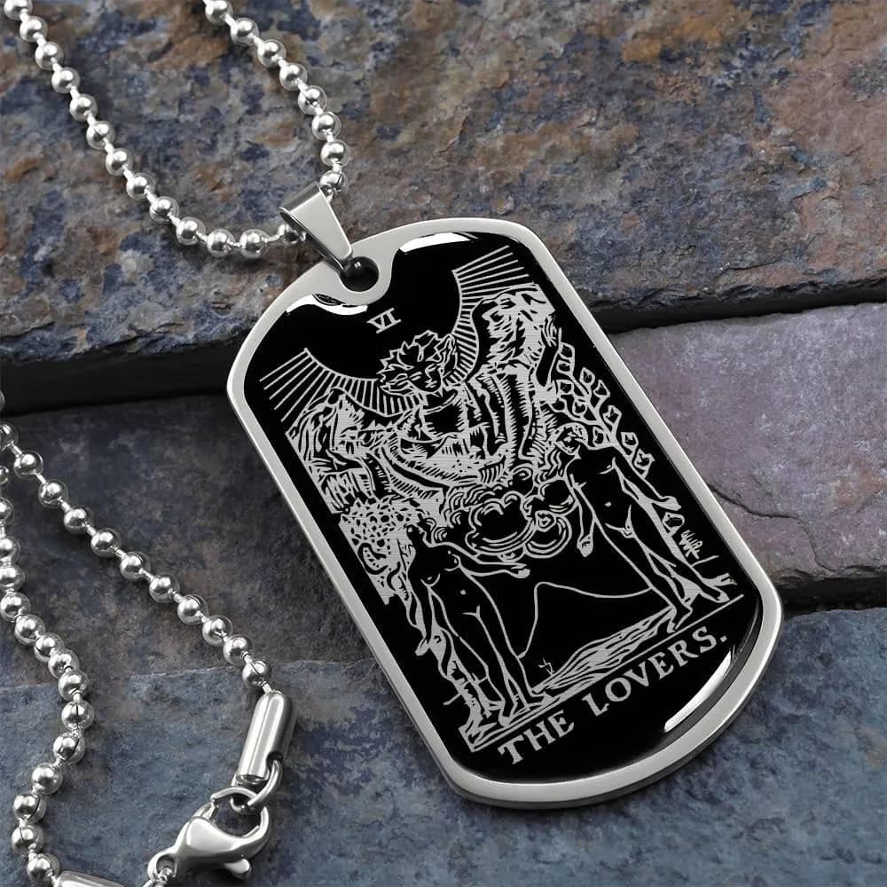 Lovers Tarot Necklace Major Arcana Jewelry The Lovers Card Pendant Gold Silver Amulet - image 4