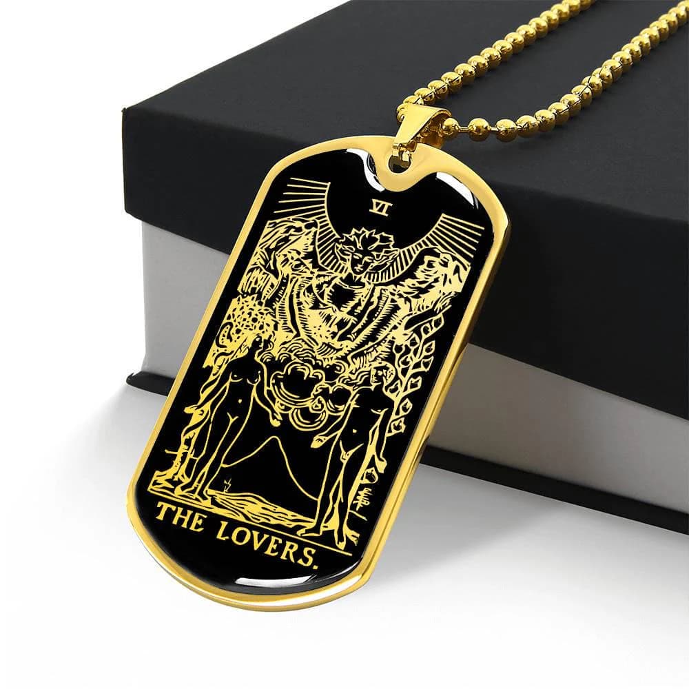 Lovers Tarot Necklace Major Arcana Jewelry The Lovers Card Pendant Gold Silver Amulet