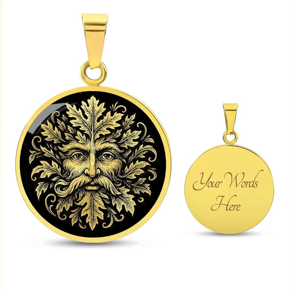Green Man Pendant Greenman Necklace Celtic Jewelry Gold Charm Men Silver Amulet - image 3