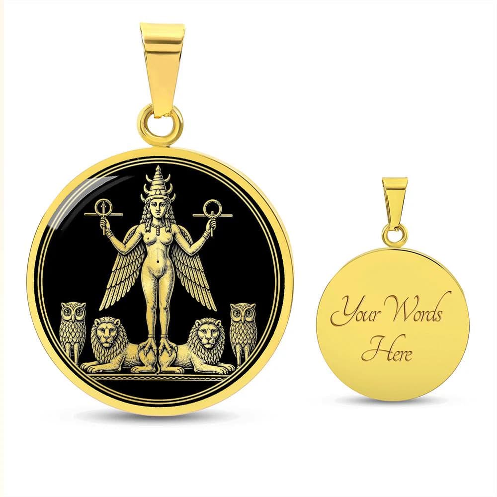Ishtar Necklace, Inanna Goddess Pendant, Queen of the Night, Mesopotamian Jewelry, Burney Relief - image 3