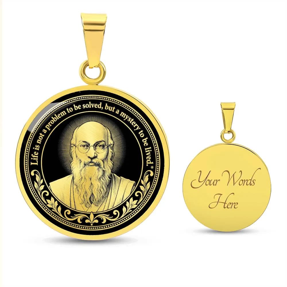 Osho Necklace, Life Is Not A Problem Pendant, Inspirational Quote Medallion, Philosophy Jewelry - image 3