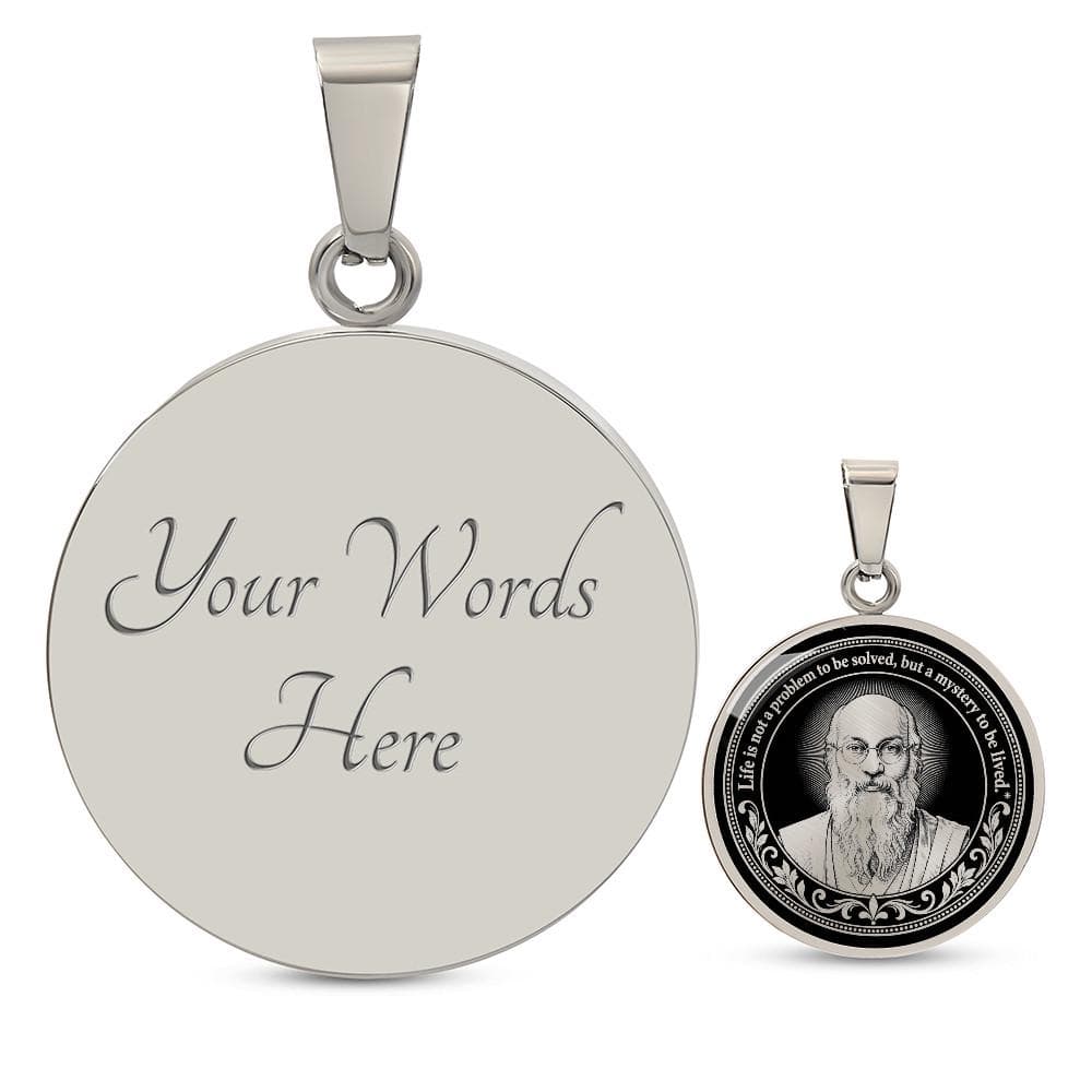 Osho Necklace, Life Is Not A Problem Pendant, Inspirational Quote Medallion, Philosophy Jewelry - image 5