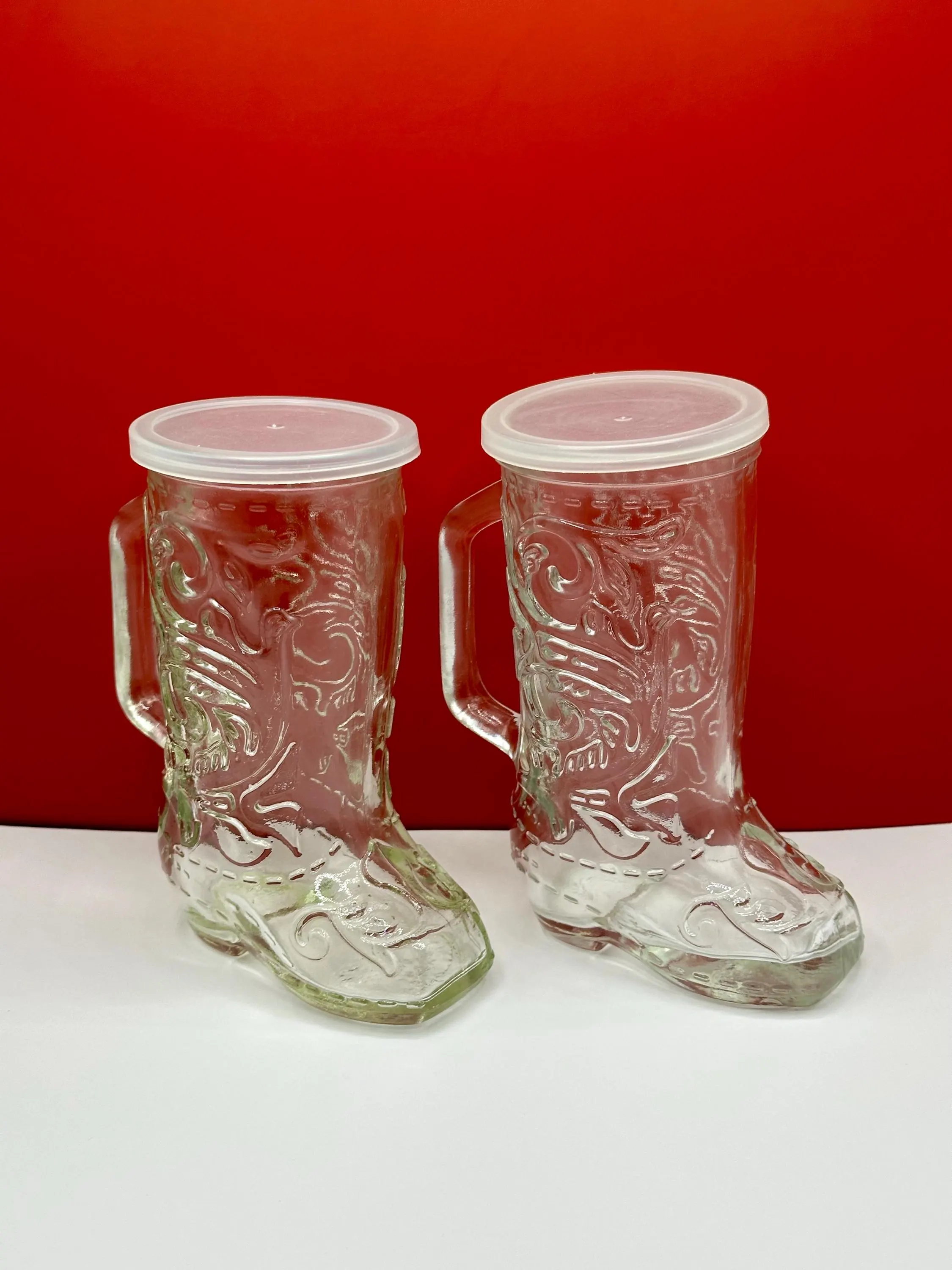 Vintage Libbey Glass Cowboy Boot Mugs Set of 2 (Western Embossed Design) - image 4
