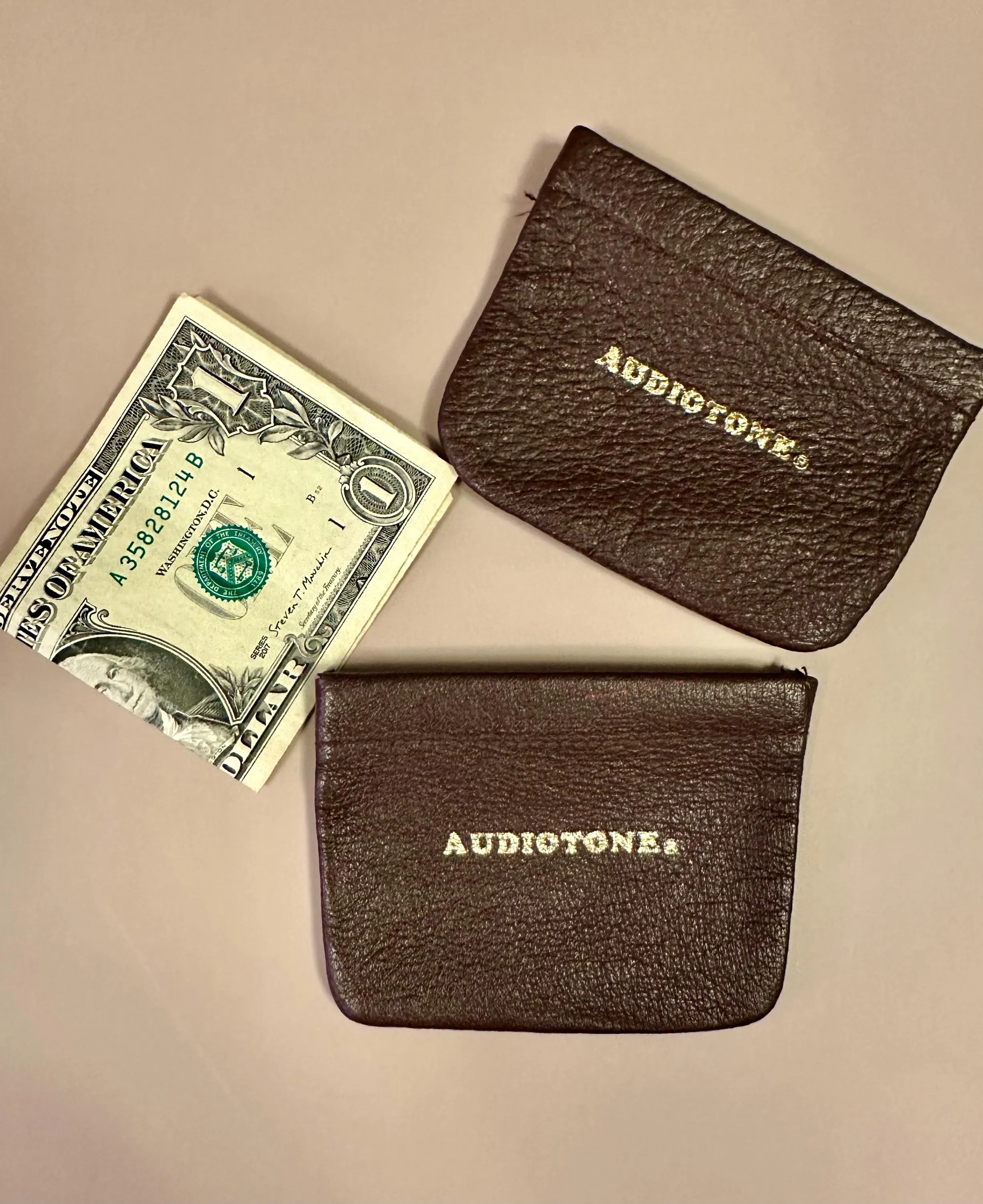 Vintage AUDIOTONE Genuine Leather Pouch Set: Small Change/Money Bags - image 5