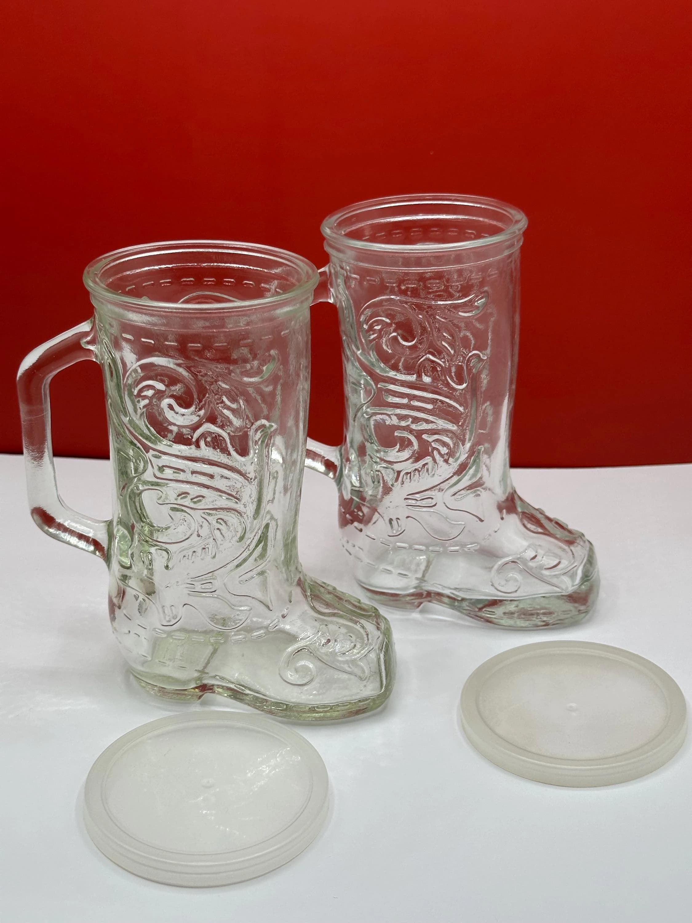 Vintage Libbey Glass Cowboy Boot Mugs Set of 2 (Western Embossed Design) - image 5