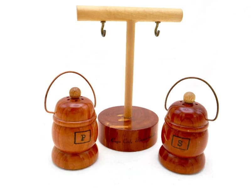 Vintage Cape Cod Wooden Hanging Salt & Pepper Shakers - image 3