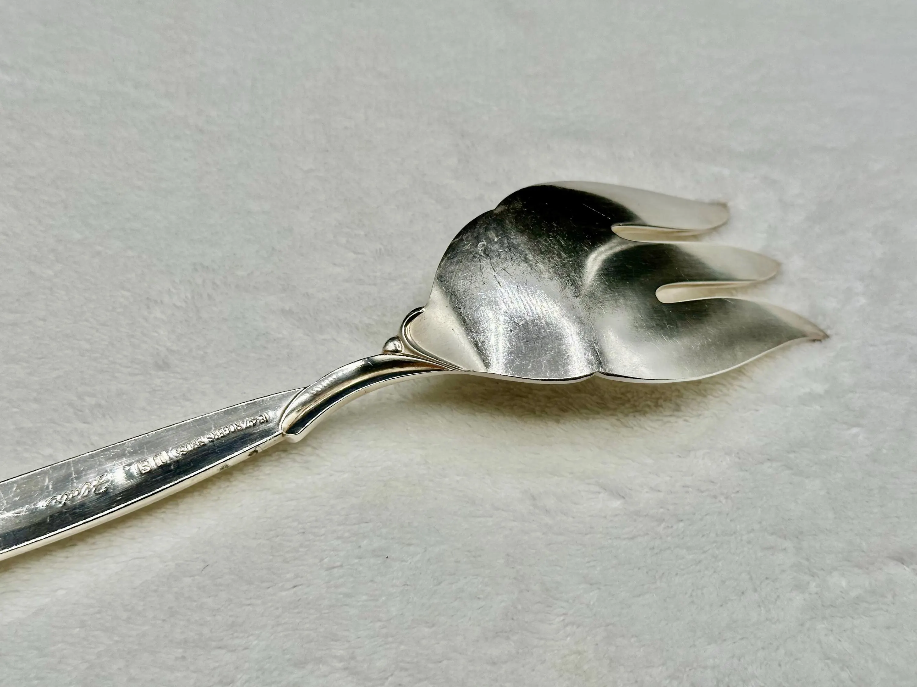 1956 Rogers Bros Flair Silverplate Cold Meat Fork, Mid-Century Modern Buffet Utensil - image 3