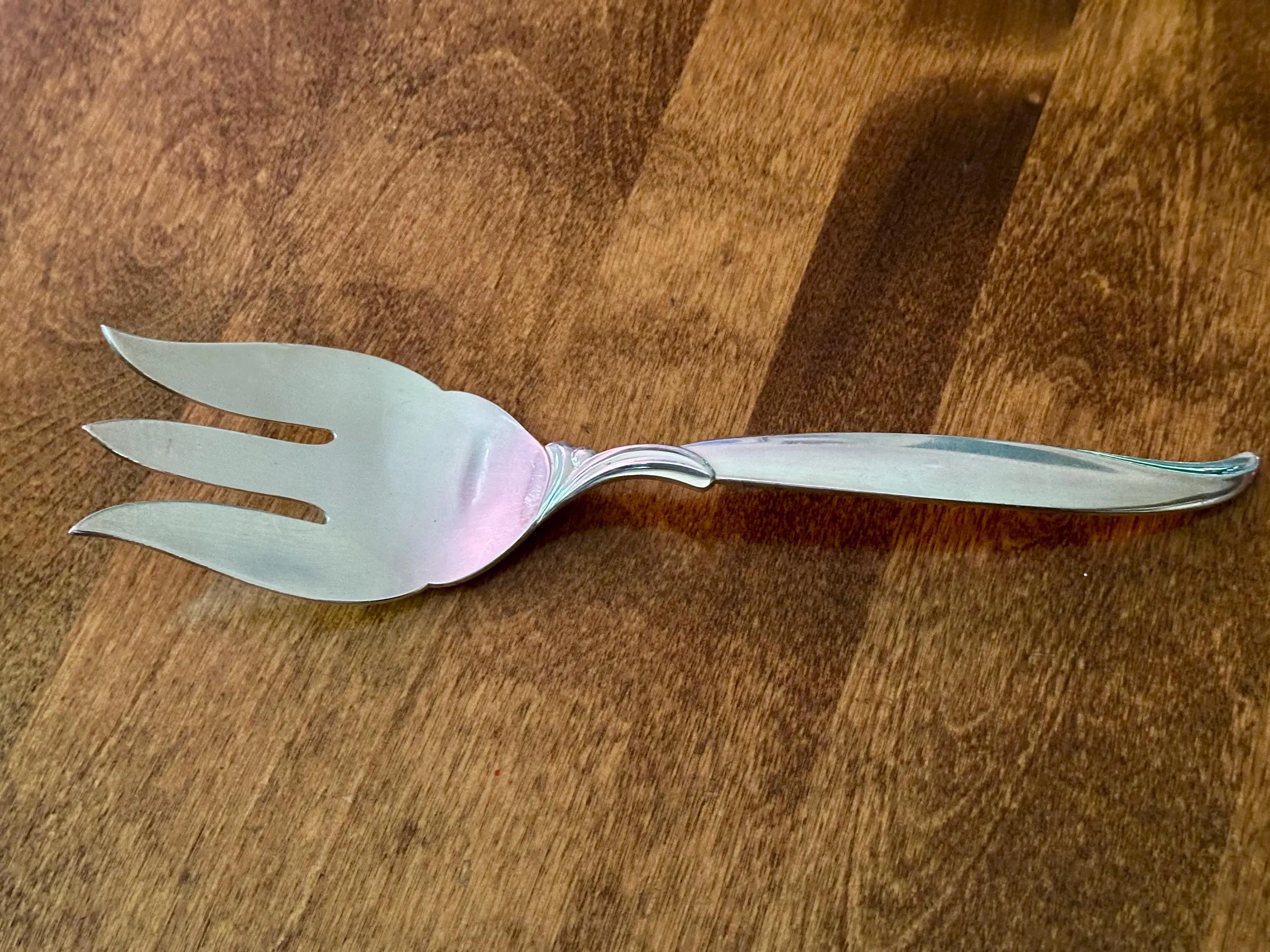 1956 Rogers Bros Flair Silverplate Cold Meat Fork, Mid-Century Modern Buffet Utensil - image 5