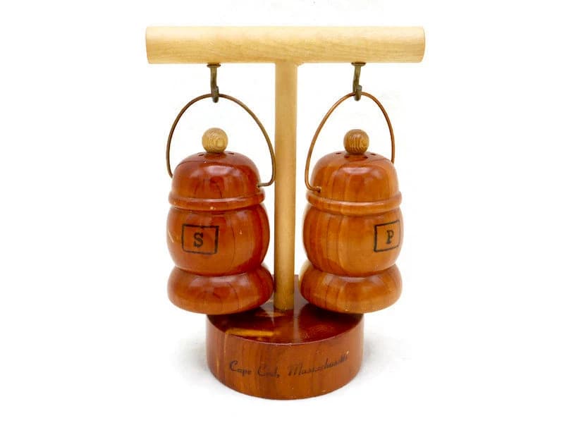 Vintage Cape Cod Wooden Hanging Salt & Pepper Shakers