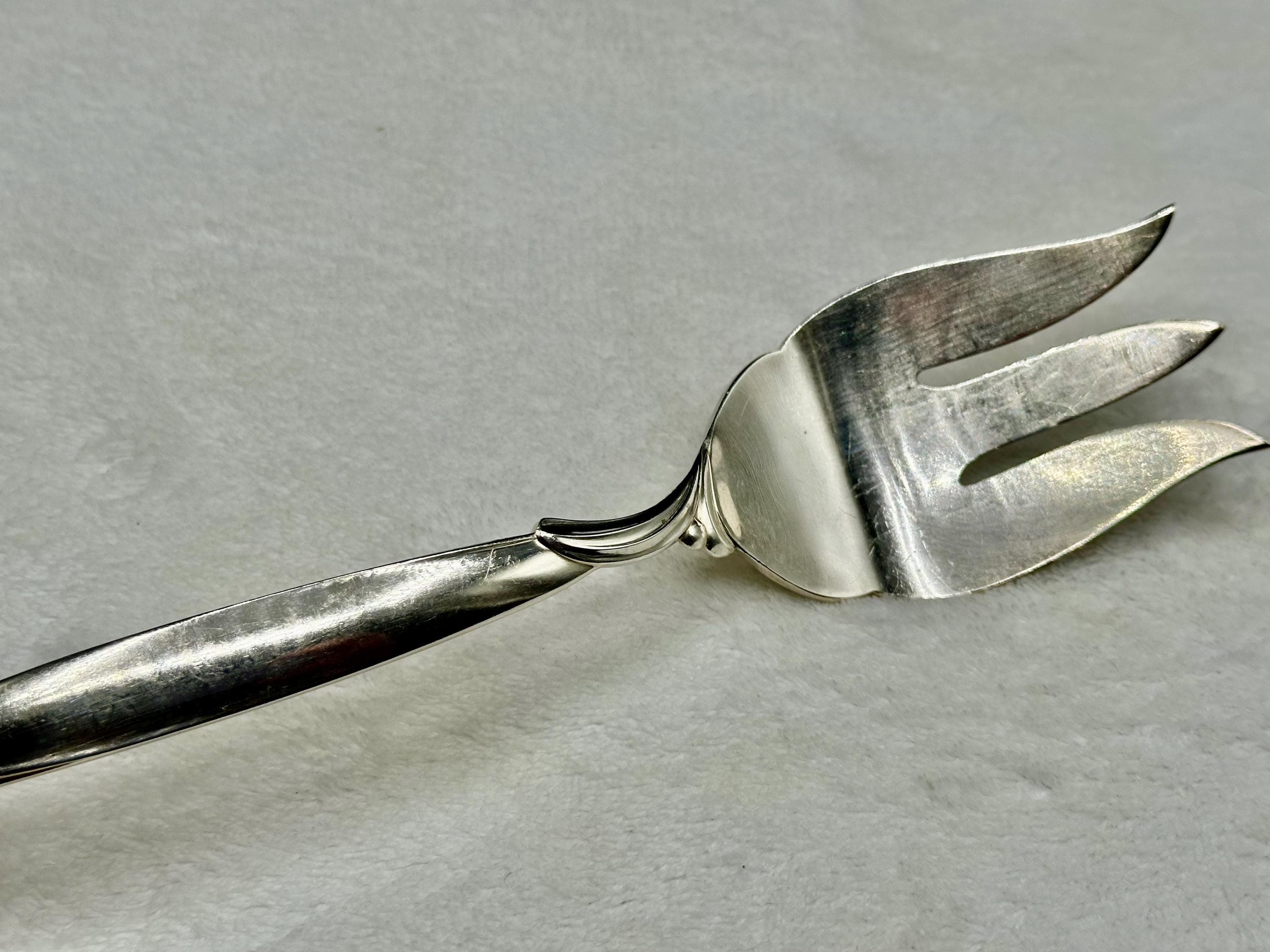 1956 Rogers Bros Flair Silverplate Cold Meat Fork, Mid-Century Modern Buffet Utensil