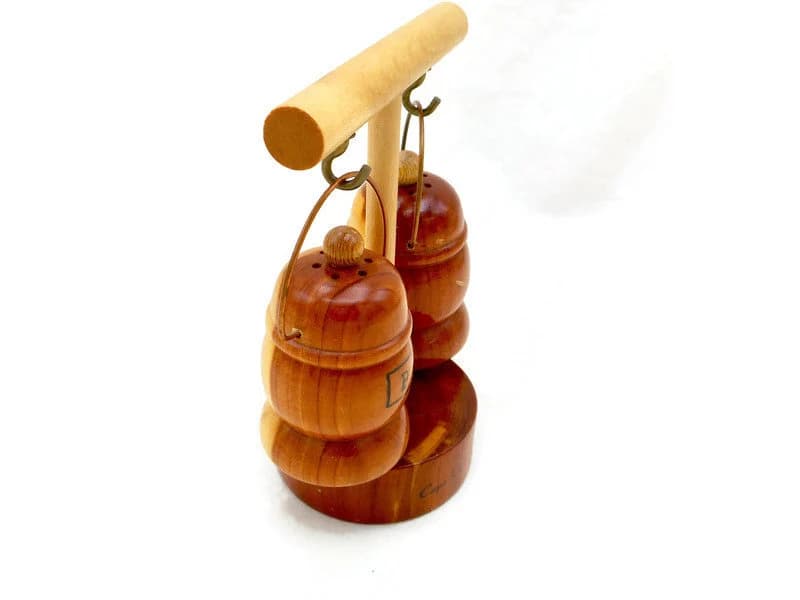 Vintage Cape Cod Wooden Hanging Salt & Pepper Shakers - image 5