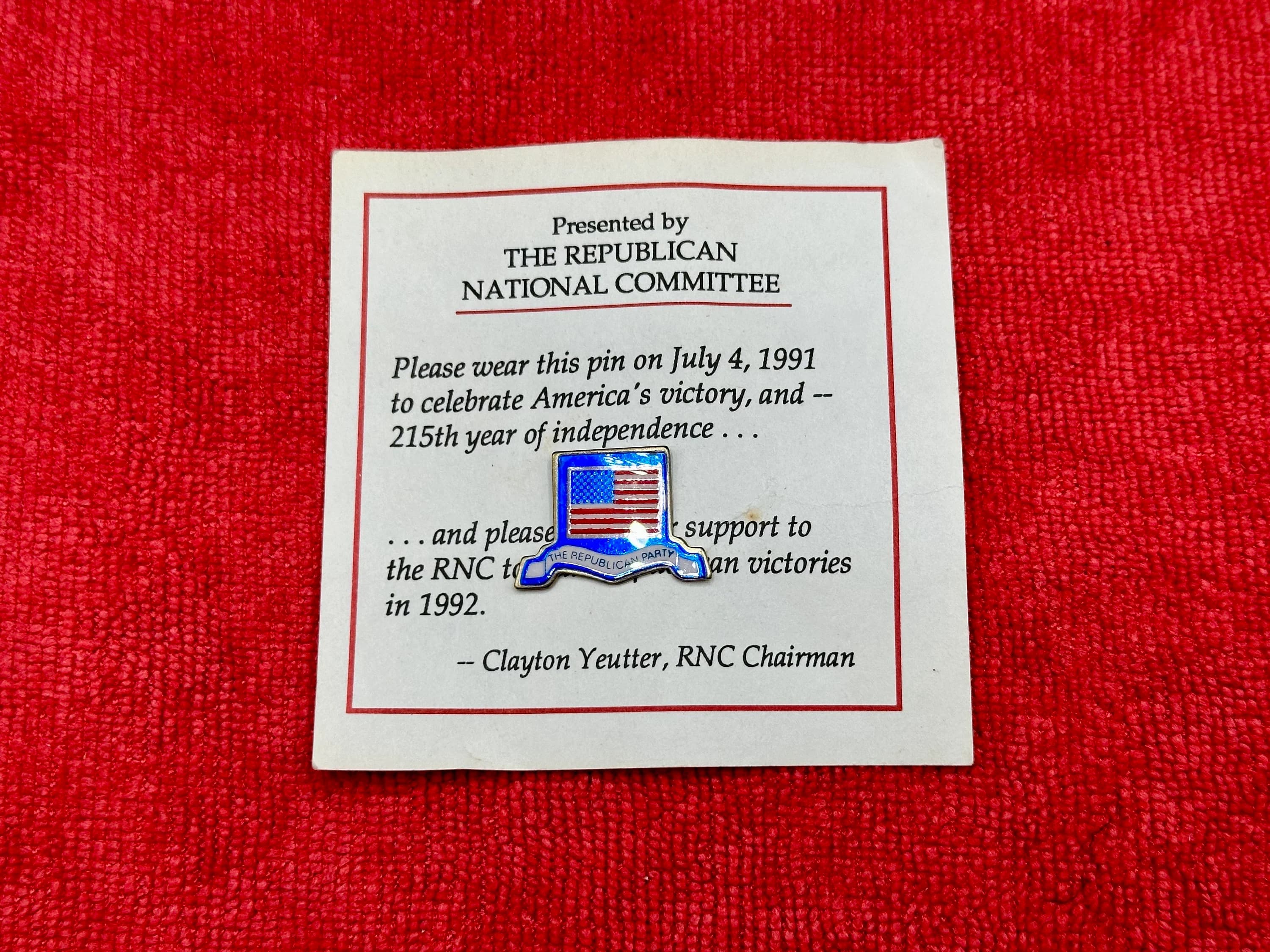 Vintage RNC Bicentennial American Flag Lapel Pin - 1991