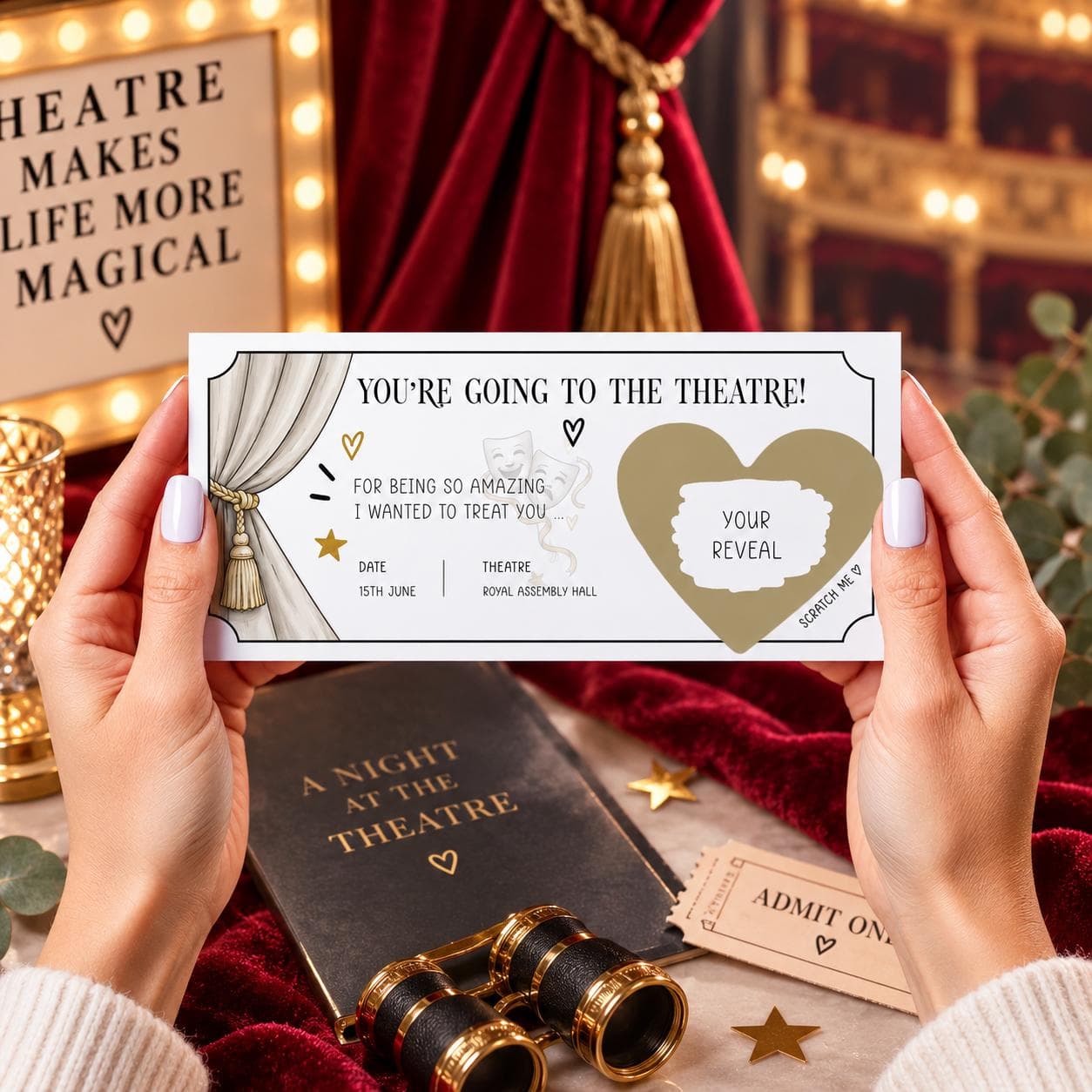 Personalised Christmas Theatre Ticket Reveal Card, Scratch Off Surprise Show Gift, Musical Tickets Reveal, Experience Gift Card - image 3
