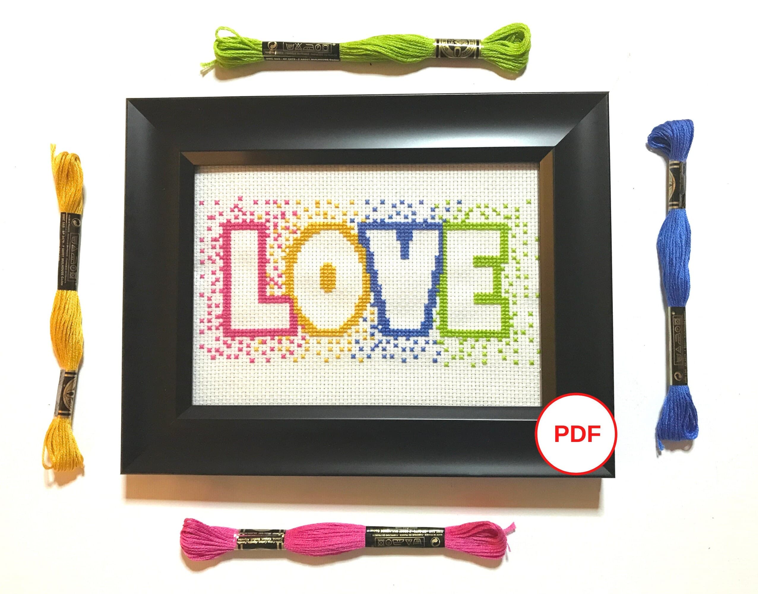 Love Cross Stitch Pattern, Inspiration Cross Stitch Pattern, Counted Cross Stitch Pattern, Rainbow Cross Stitch Pattern