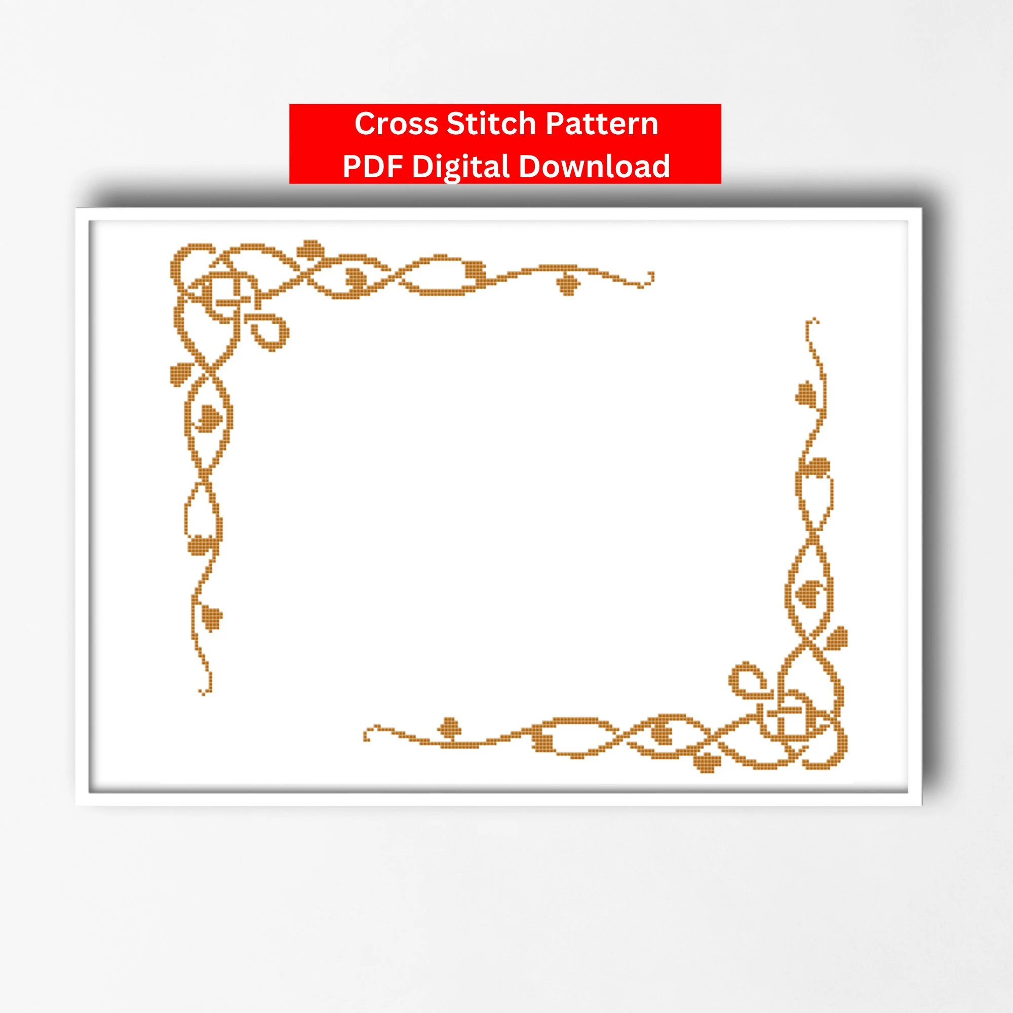 Cross Stitch Floral Border, Floral Vine Cross Stitch Border, Vine Swirl Border Cross Stitch Pattern, Swirl Border Cross Stitch Border