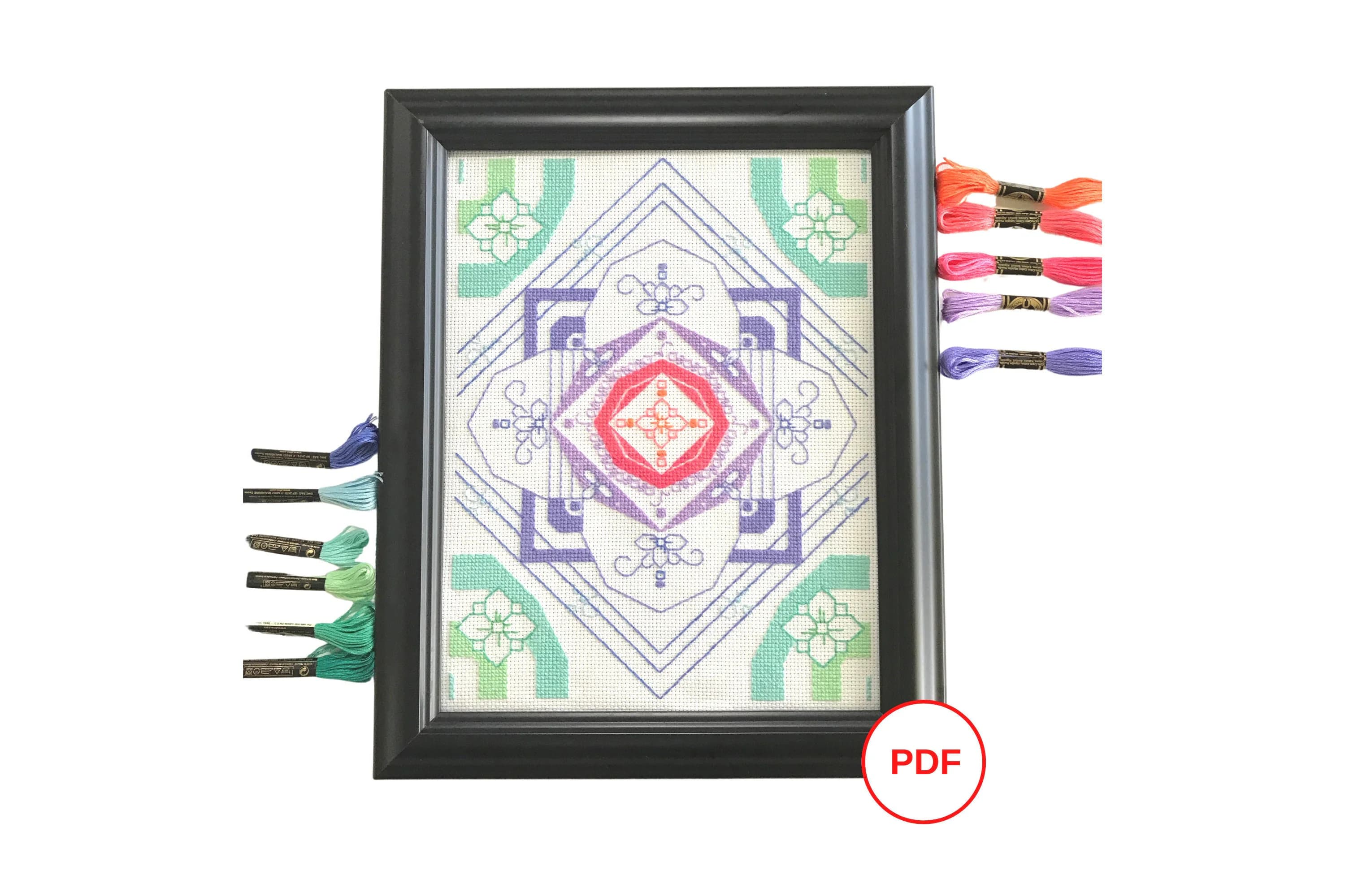 Mandala Cross Stitch Pattern, Pastel Flower Mandala Cross Stitch Pattern,  Rainbow Cross stitch, Cross Stitch PDF download