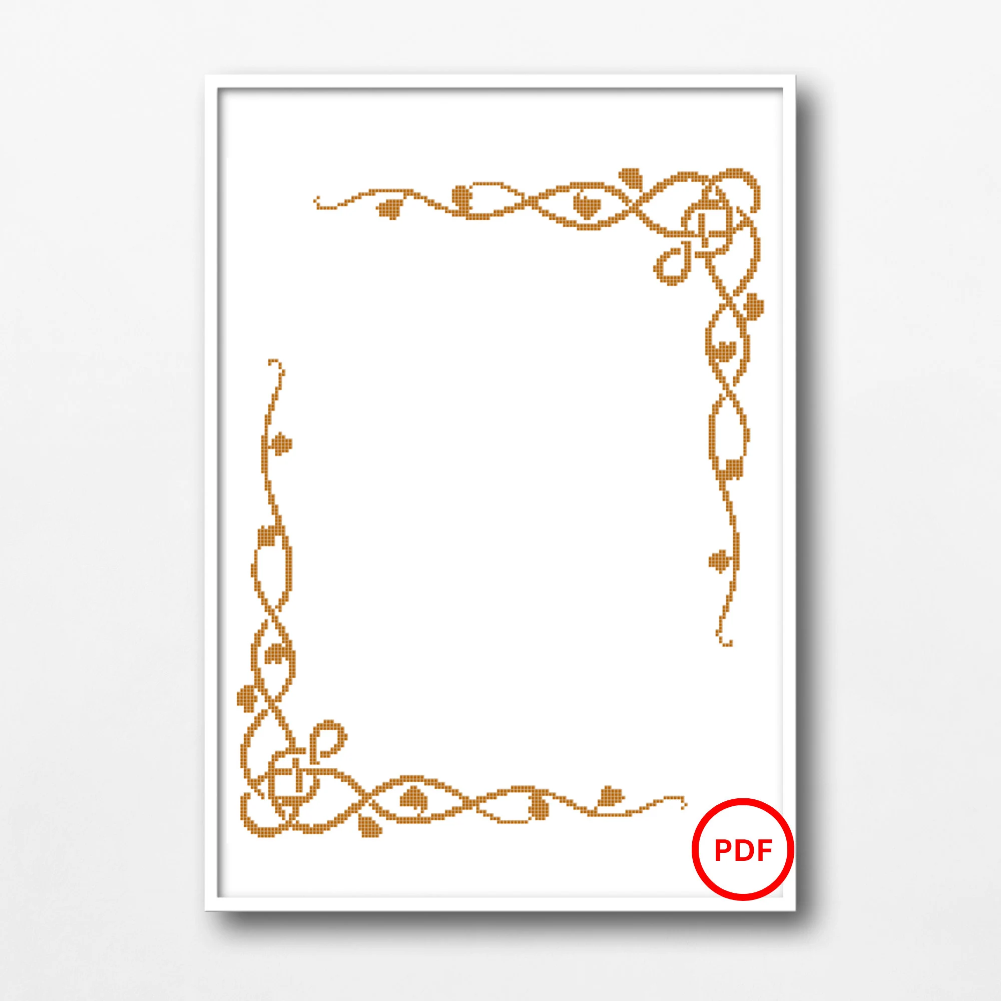 Cross Stitch Floral Border, Floral Vine Cross Stitch Border, Vine Swirl Border Cross Stitch Pattern, Swirl Border Cross Stitch Border - image 4