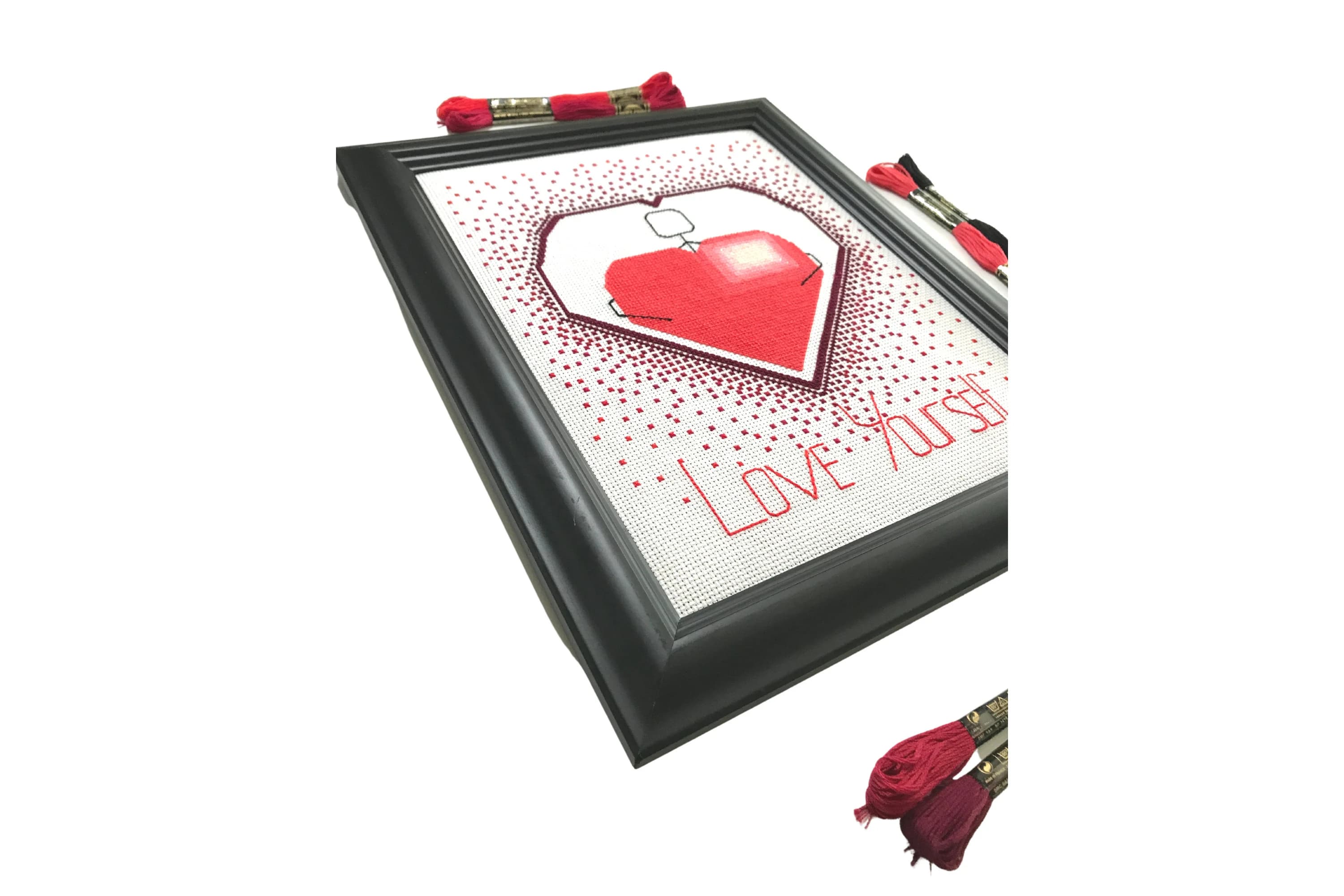 Love Yourself Heart Cross Stitch Pattern, Hearts Cross Stitch Pattern, Counted Cross Stitch Pattern, Love Cross stitch PDF Download - image 3