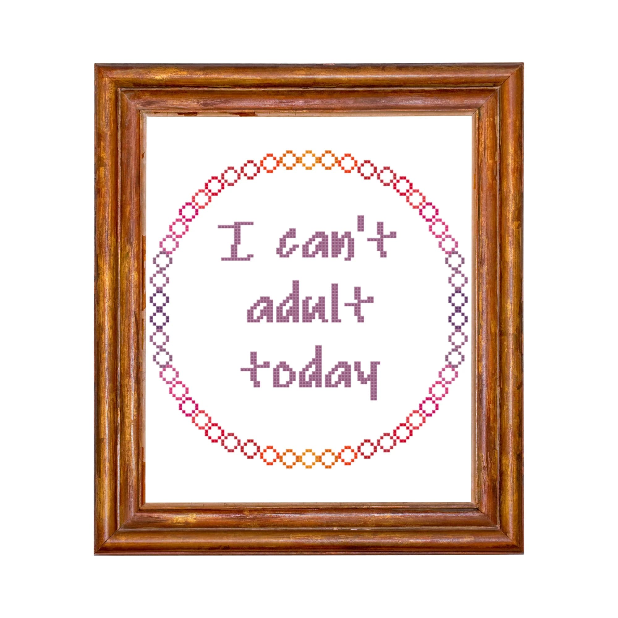 I Can't Adult Today Cross Stitch Pattern, Sassy Cross Stitch Pattern, Rainbow Cross Stitch Pattern - image 3