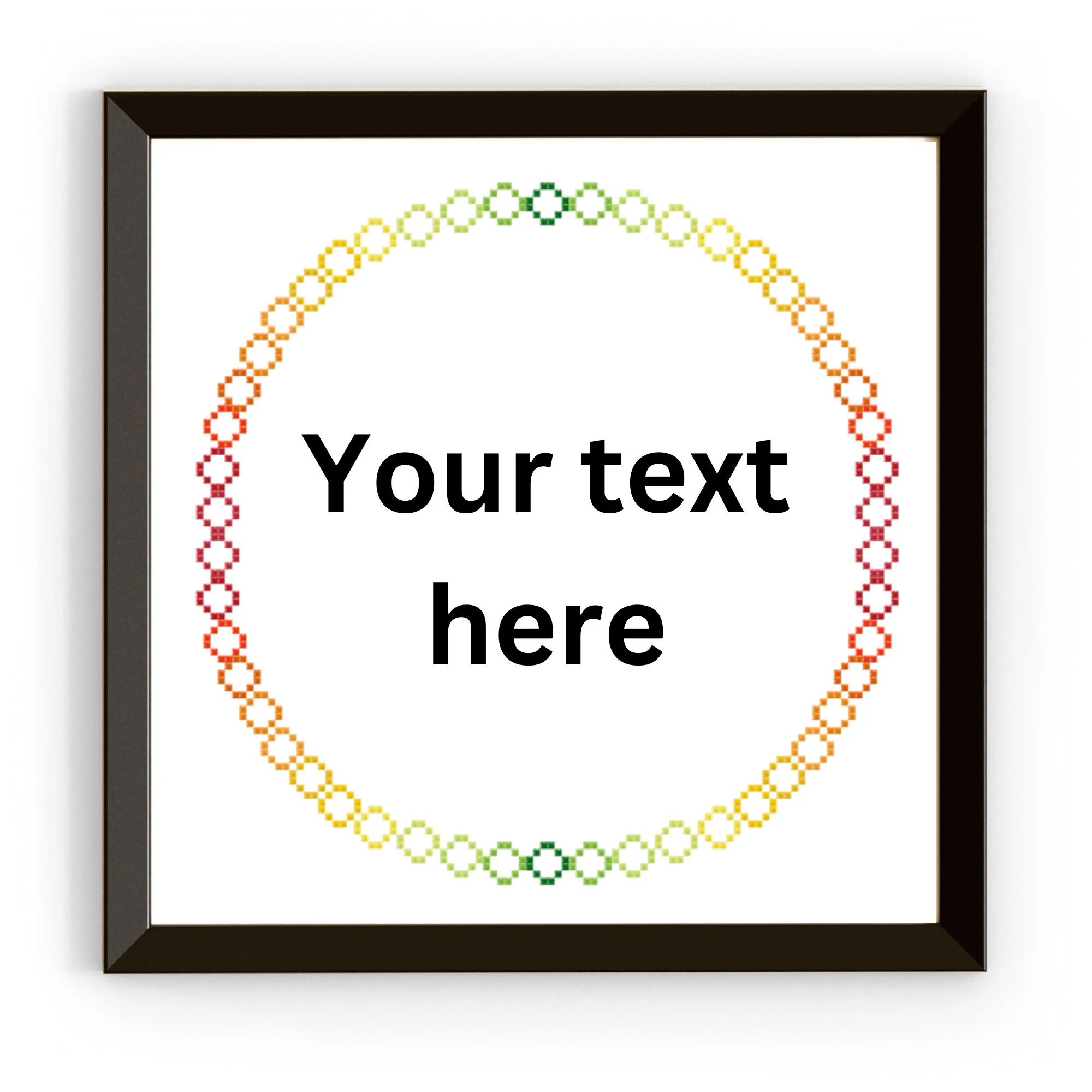 Red to Green Wreath Border Cross Stitch Patterns, Red Orange Yellow Green Circle Cross Stitch Border Pattern - image 4