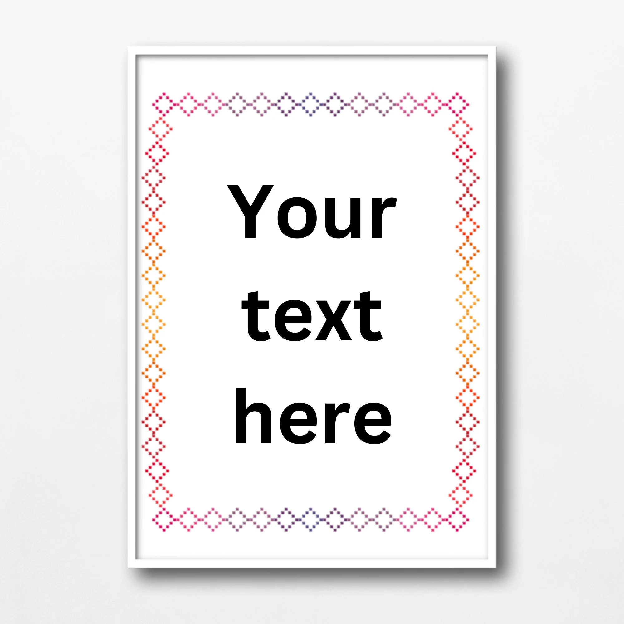 Orange Red Pink Purple Diamond Cross Stitch Border Pattern, Orange to Purple Geometric Border Cross Stitch Patterns, - image 5