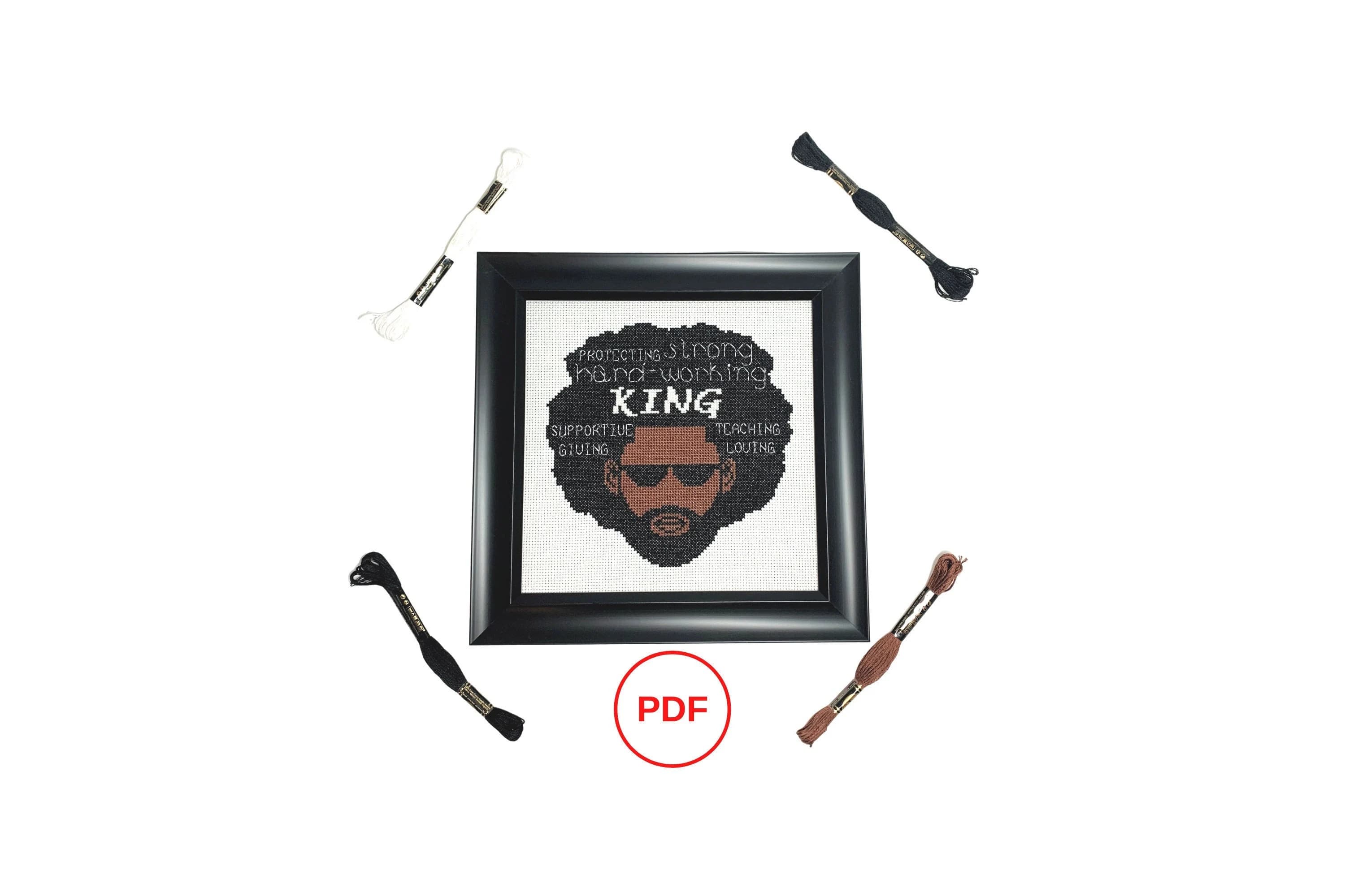African American Man Cross Stitch Pattern, Black Man Cross Stitch, King Inspirational Cross Stitch PDF Download