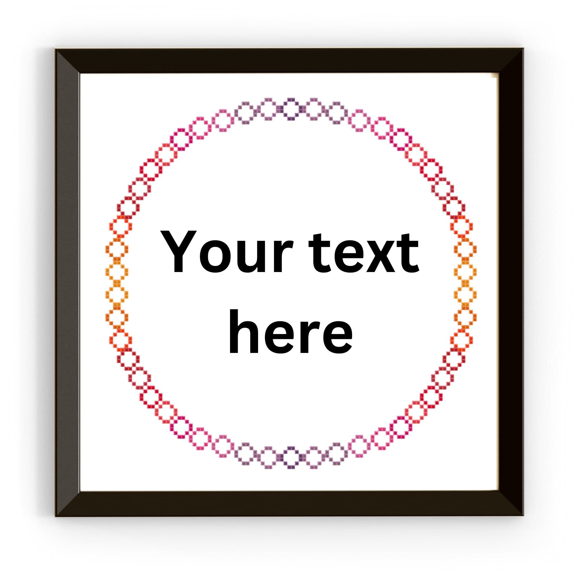 Orange to Purple Wreath Border Cross Stitch Patterns, Orange Red Pink Purple Circle Cross Stitch Border Pattern - image 5