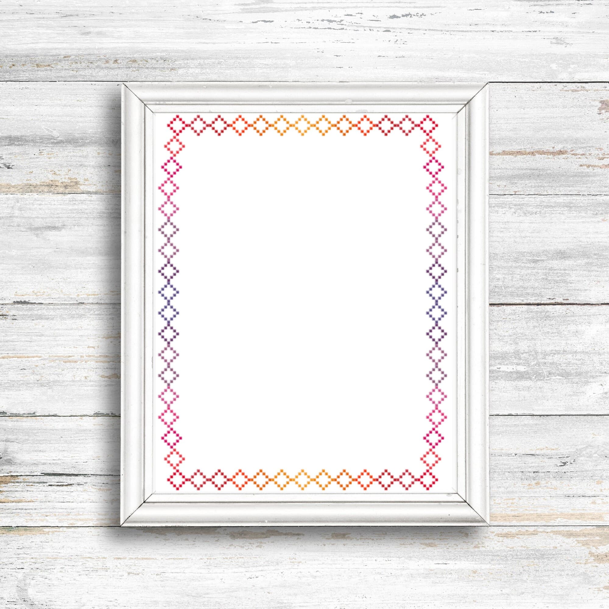 Orange Red Pink Purple Diamond Cross Stitch Border Pattern, Orange to Purple Geometric Border Cross Stitch Patterns, - image 4