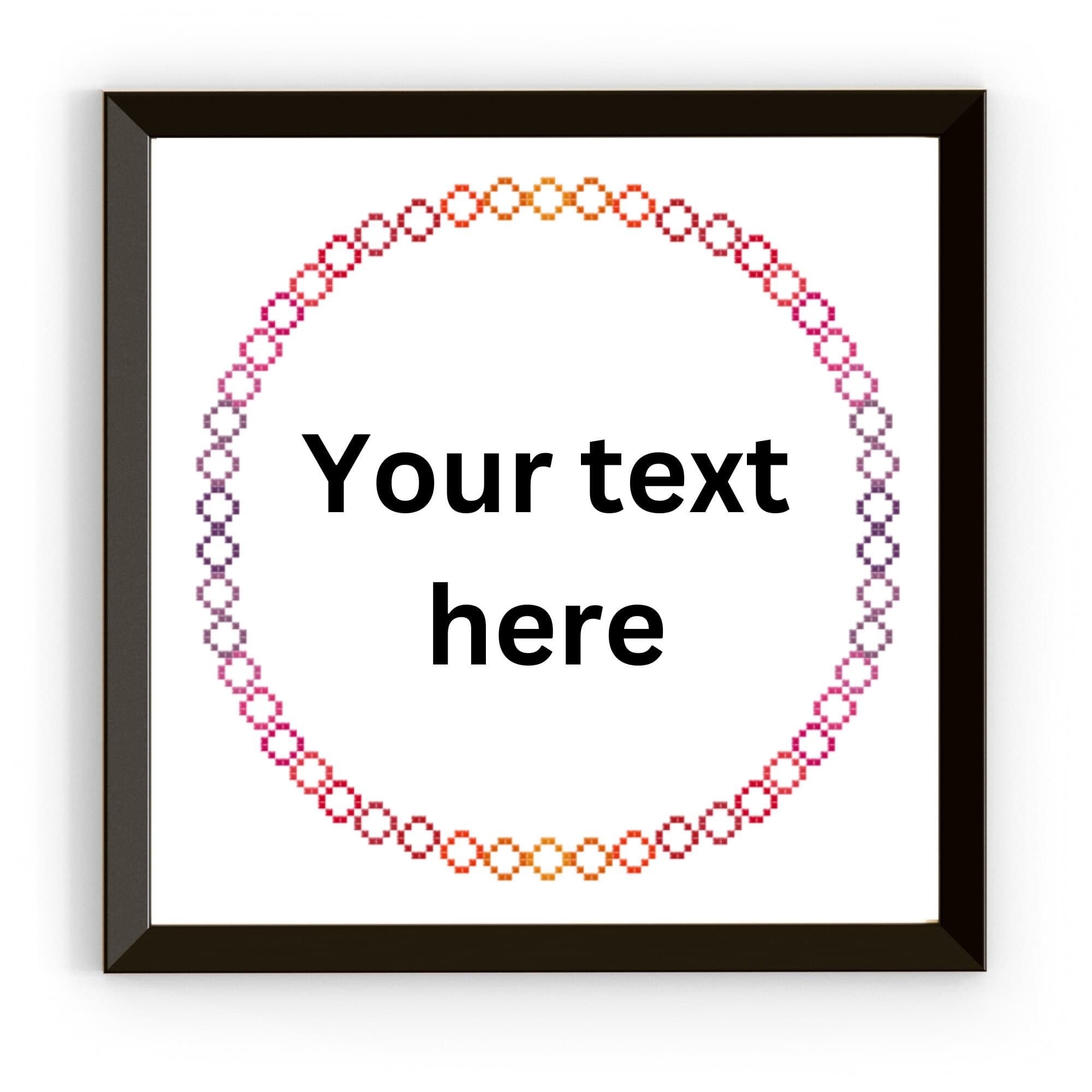 Orange to Purple Wreath Border Cross Stitch Patterns, Orange Red Pink Purple Circle Cross Stitch Border Pattern - image 3