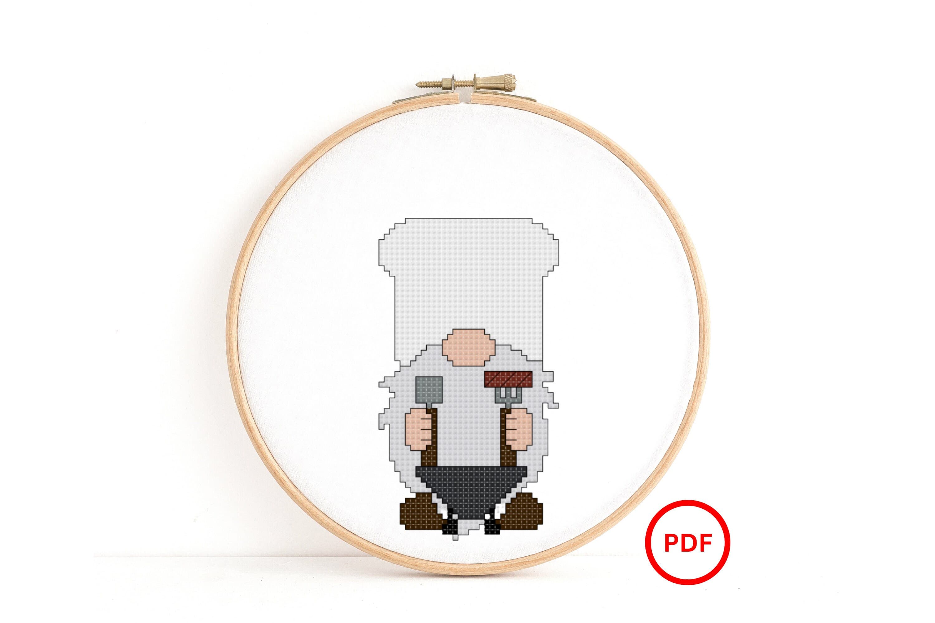 Chef Gnome Cross Stitch Pattern, Cook Gnome Cross Stitch Pattern, Kitchen Gnome Cross Stitch Pattern, Cross Stitch Elf