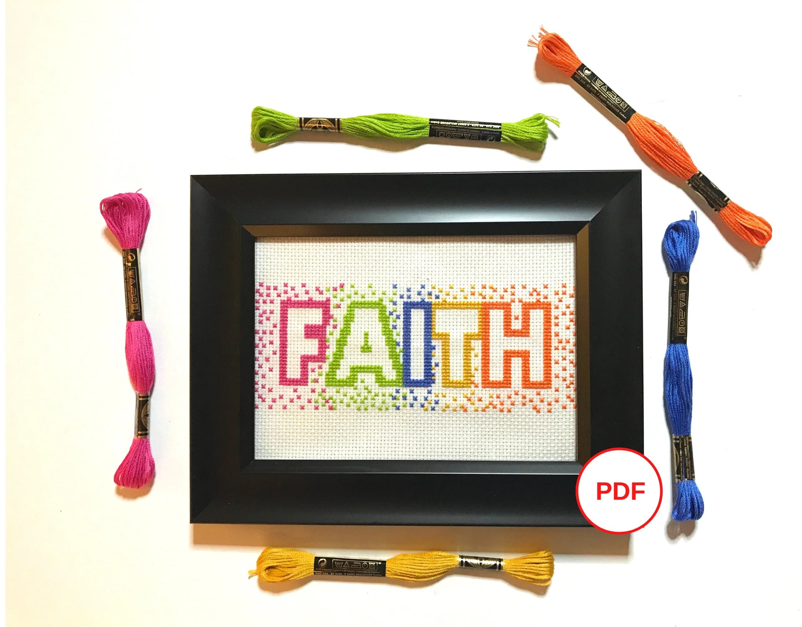 Faith Cross Stitch Pattern, Inspiration Cross Stitch Pattern, Counted Cross Stitch Pattern, Rainbow Cross Stitch Pattern