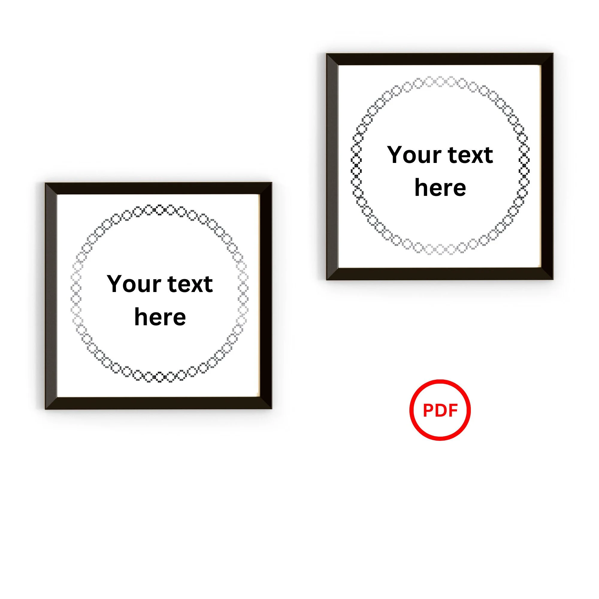 Gray to Black Wreath Border Cross Stitch Patterns, Gray Black Circle Cross Stitch Border Pattern