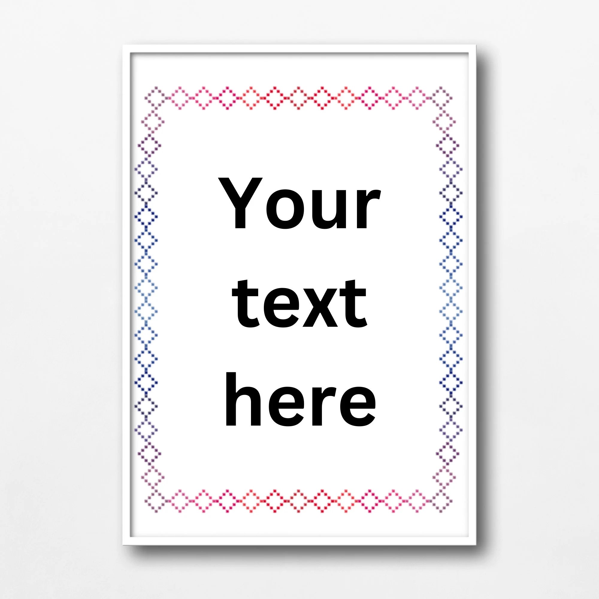 Red Pink Purple Blue Diamond Cross Stitch Border Pattern, Red to Blue Geometric Border Cross Stitch Patterns - image 3