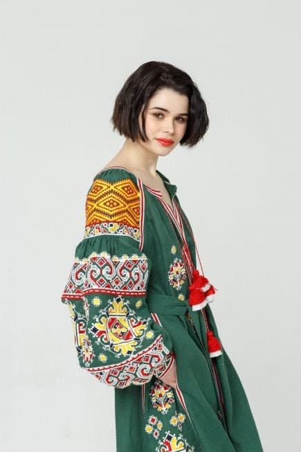 Ukrainian Embroidered Green Dress vyshyvanka dress LINEN Boho Dress Gift for Her. Gift for Girl. Gift for Wife, Christmas - image 4