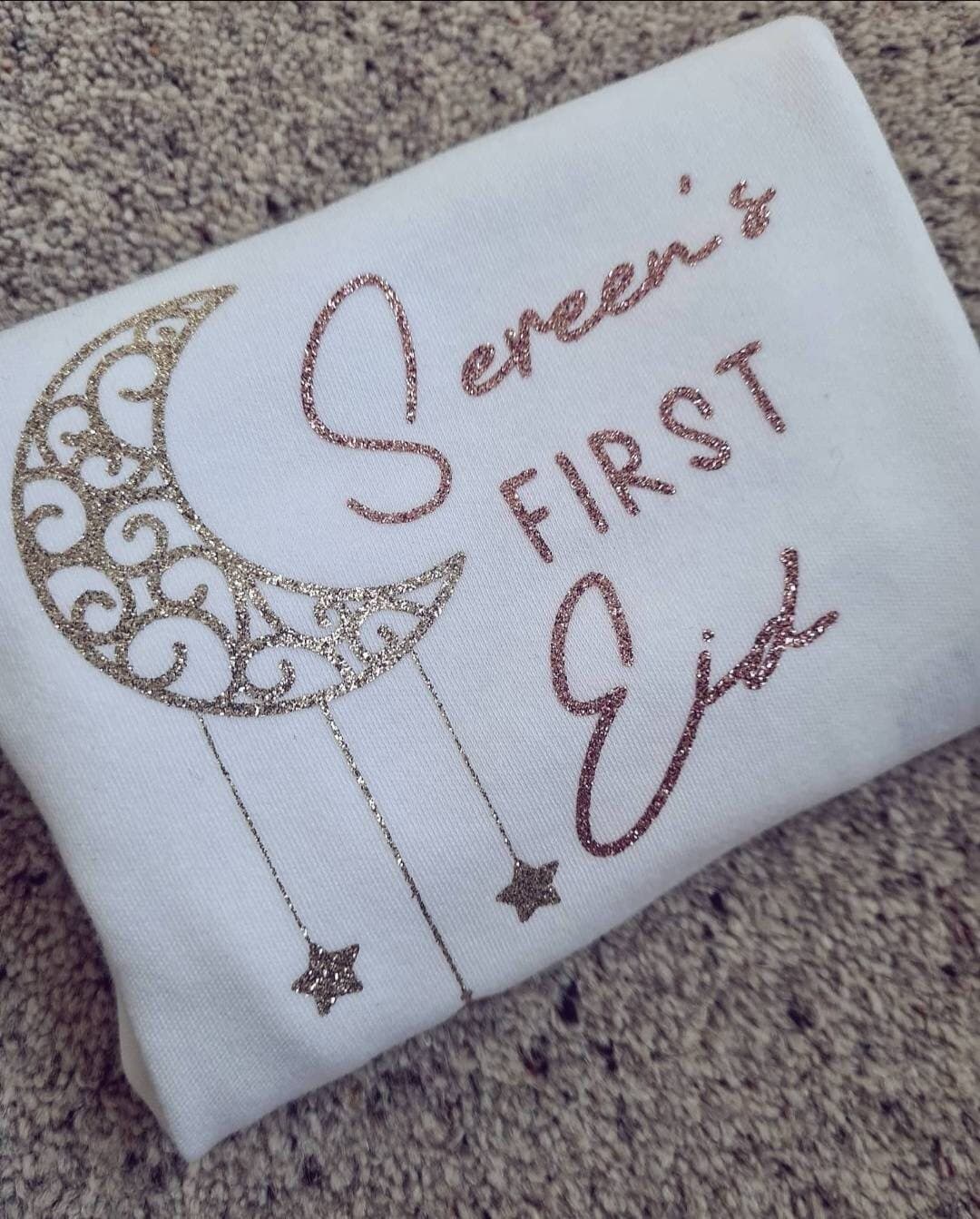 Personalised First Eid Baby Bodysuit, Glitter Moon & Stars - image 4