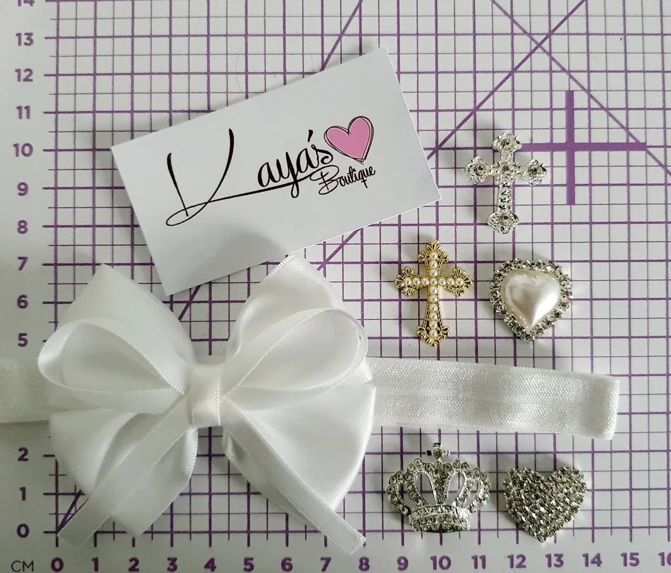Handmade Satin Double Bow Baby Headband: Diamante Christening Gift - image 5