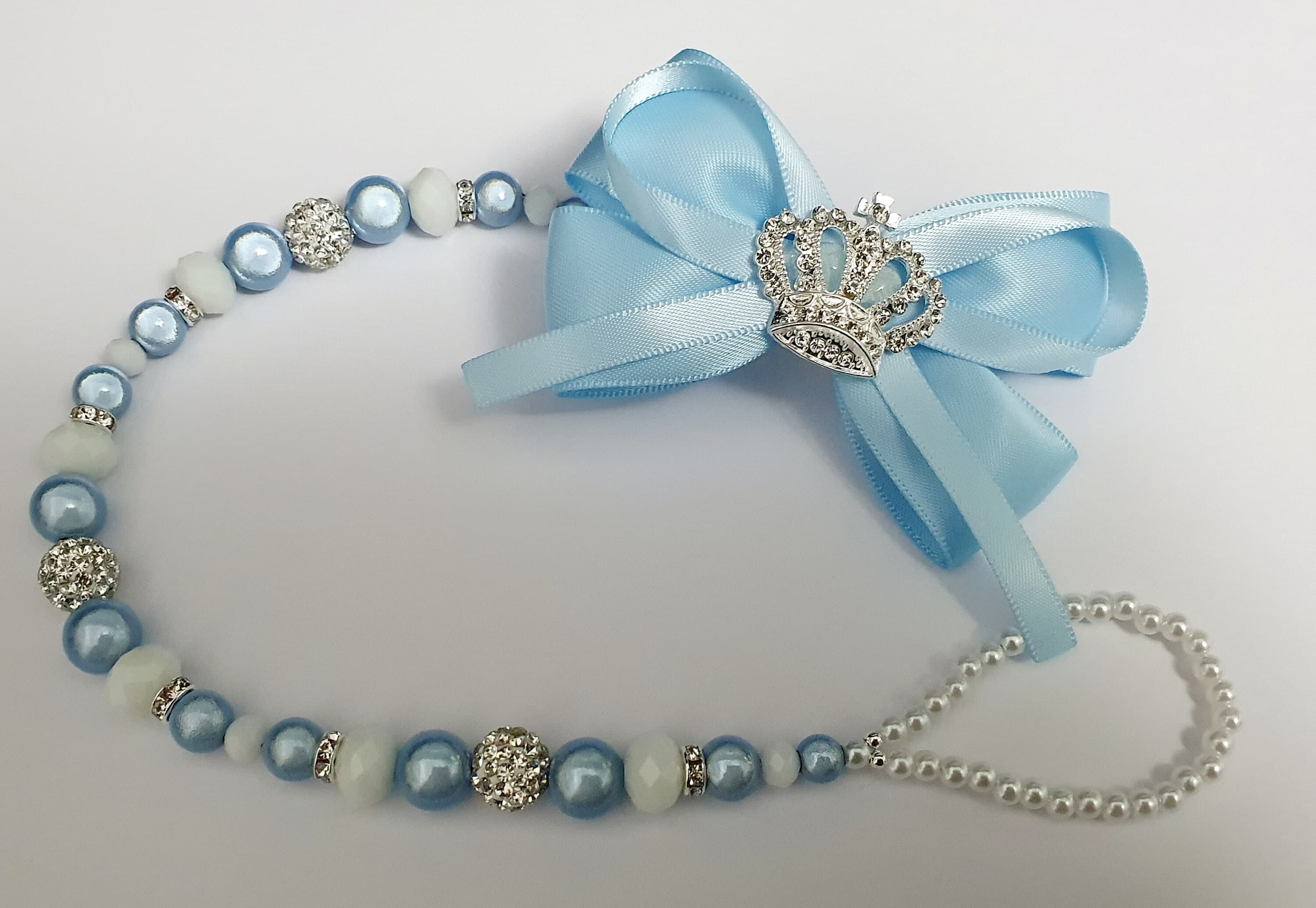 Reborn Dummy Clip: Bling Rhinestone Crown,  Blue Pearl Crystal Romany Chain - image 4