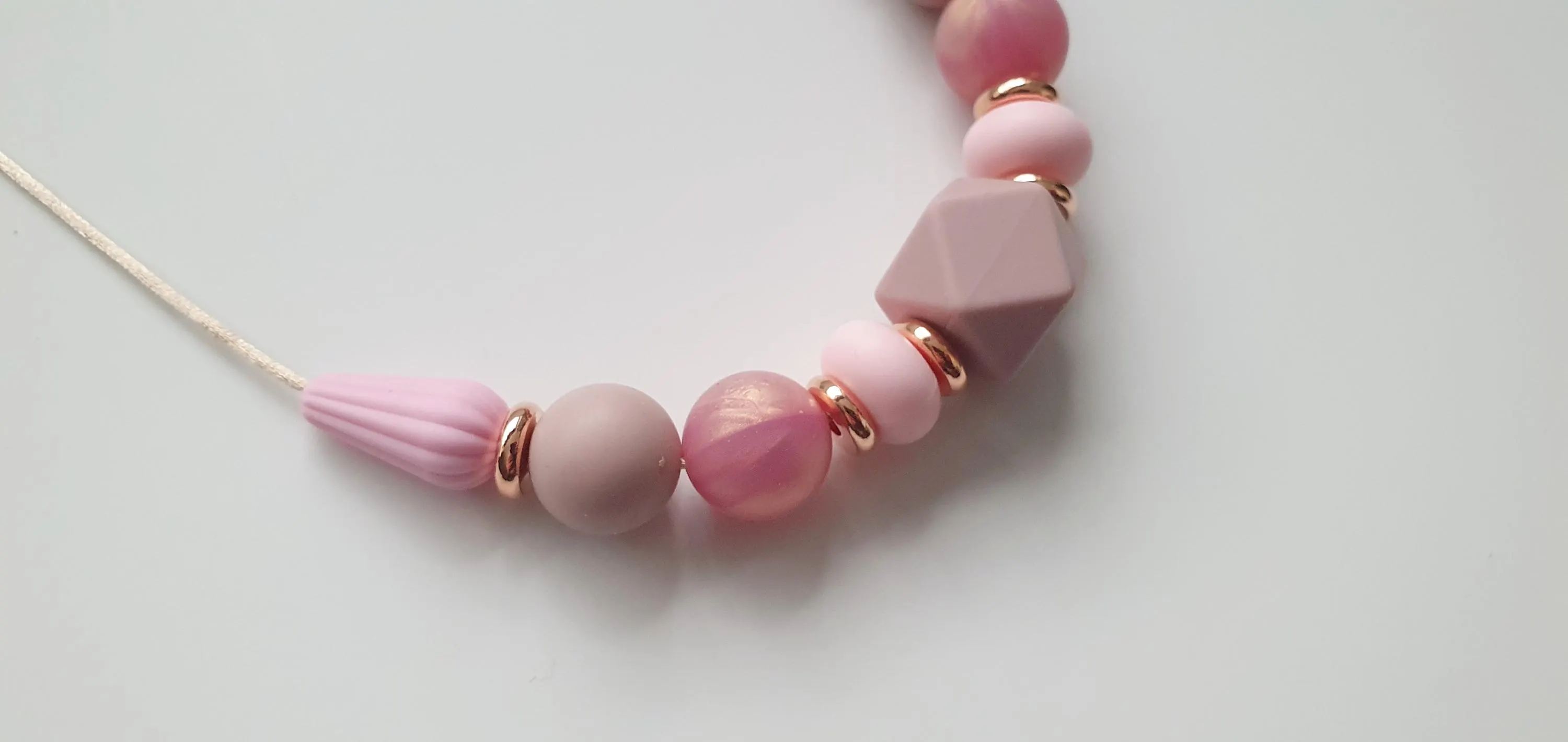 Breastfeeding Necklace, Nursing Fidget Sensory Play, Gift, Pink Rose Gold Mauve - image 4
