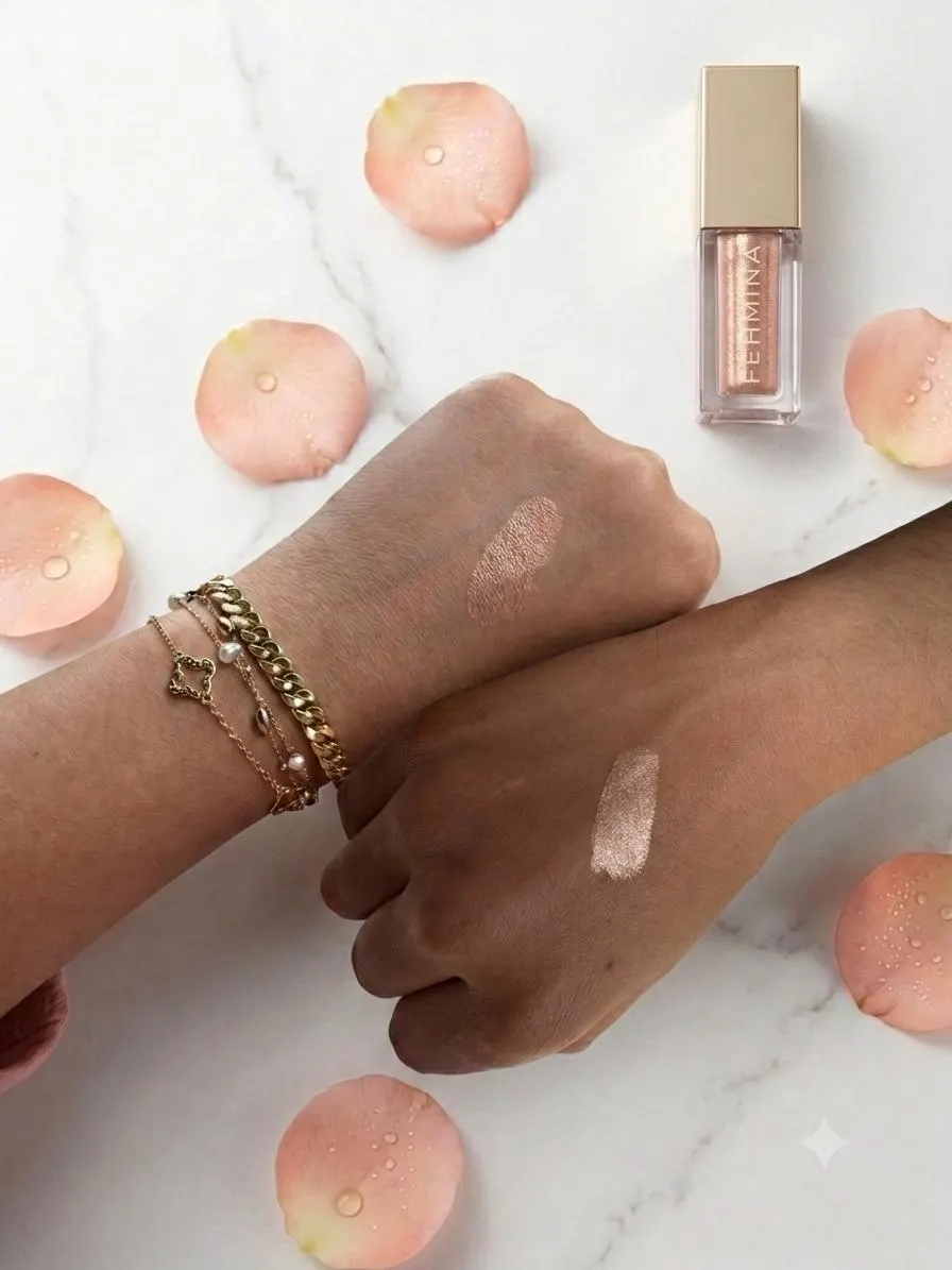 Mini Liquid Eyeshadow, Champagne Metallic, Vegan, Halal, Travel Size (2.5ml) - image 4