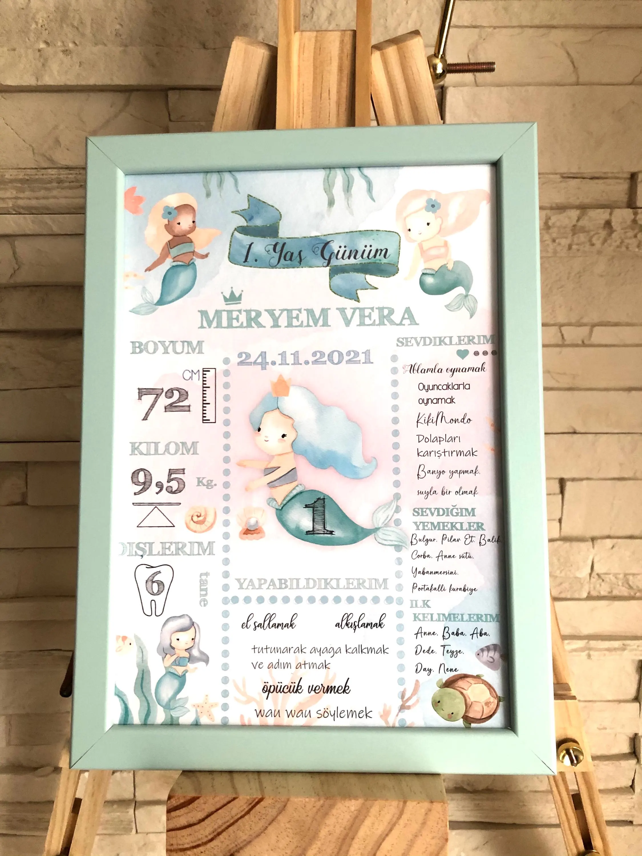 Meilensteintafel Meerjungfrau, 1. Geburtstag, Geburtstagstafel, Geburtstagsposter personalisiert - image 3