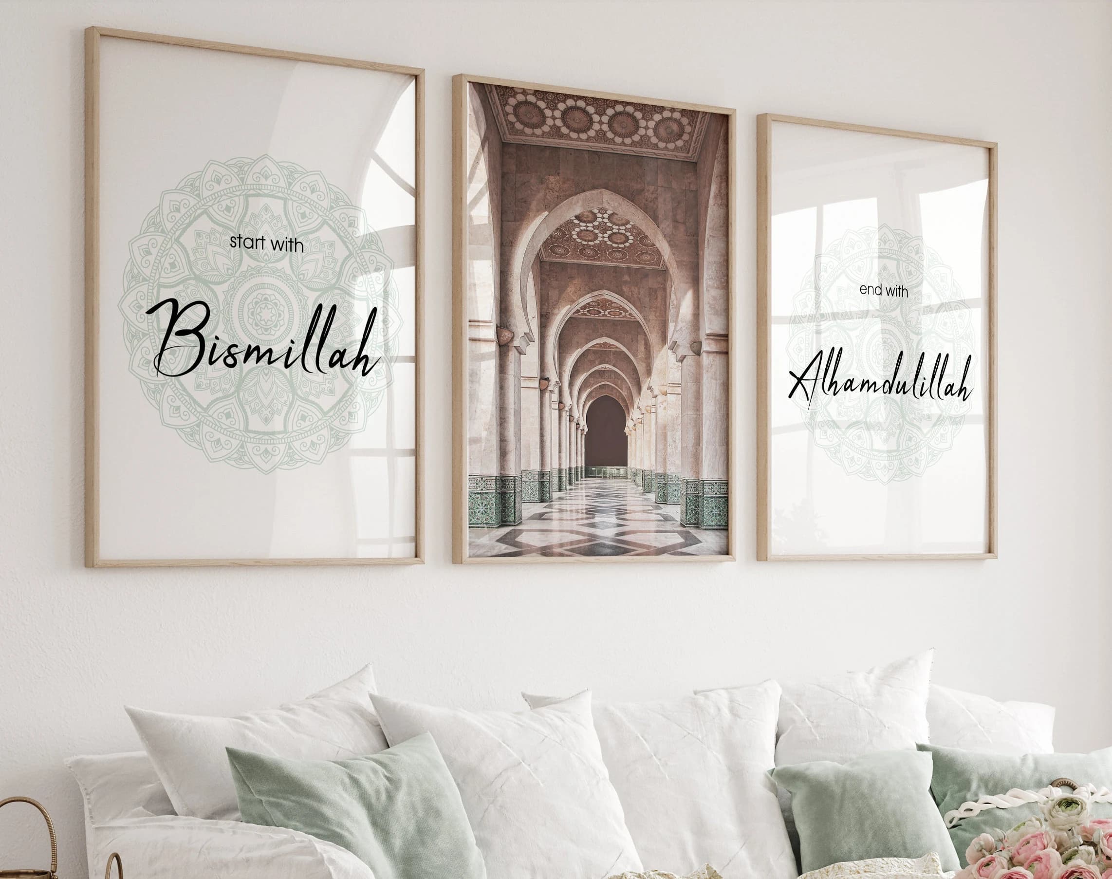 Islamische Wandbilder, Islamische Poster, Bismillah Poster Set, Alhamdulillah Poster Set