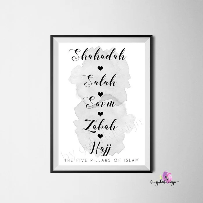 Islamisch, Five pillars of Islam, Poster, islamic, shahadah, Islam, dua, islamic decor, islamic wallart, islamicquotes, koran, quran