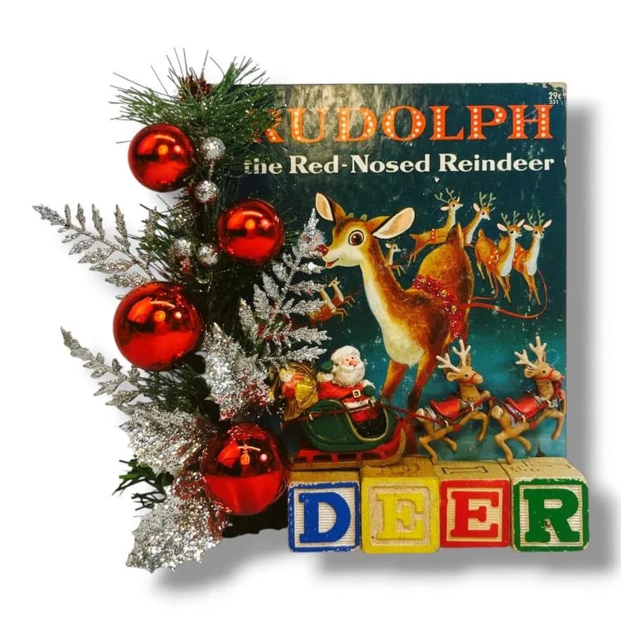 Vintage Decorated Rudolph the Red Nosed Reindeer Christmas Children's Book