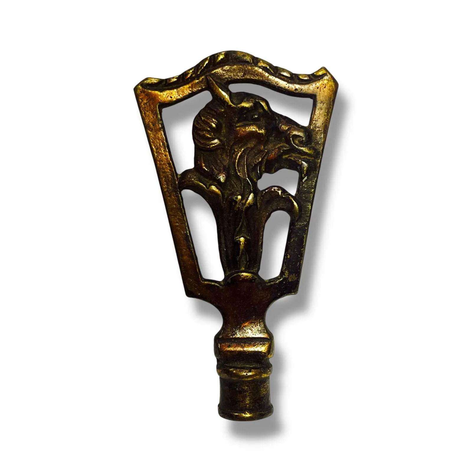 Vintage Solid Brass Horse Head Lamp Finial Equestrian Art Deco Decor