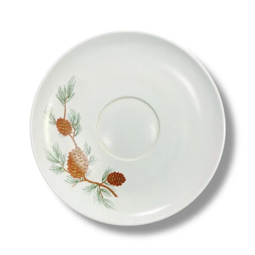 3 Vintage Melamine Pine Cone Saucers Winter Dinnerware Mid Century Modern