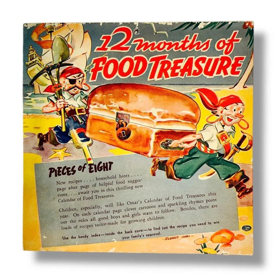 12 Months of Food Treasures Omar 800 Bread Advertising Calendar Recipes Pirates