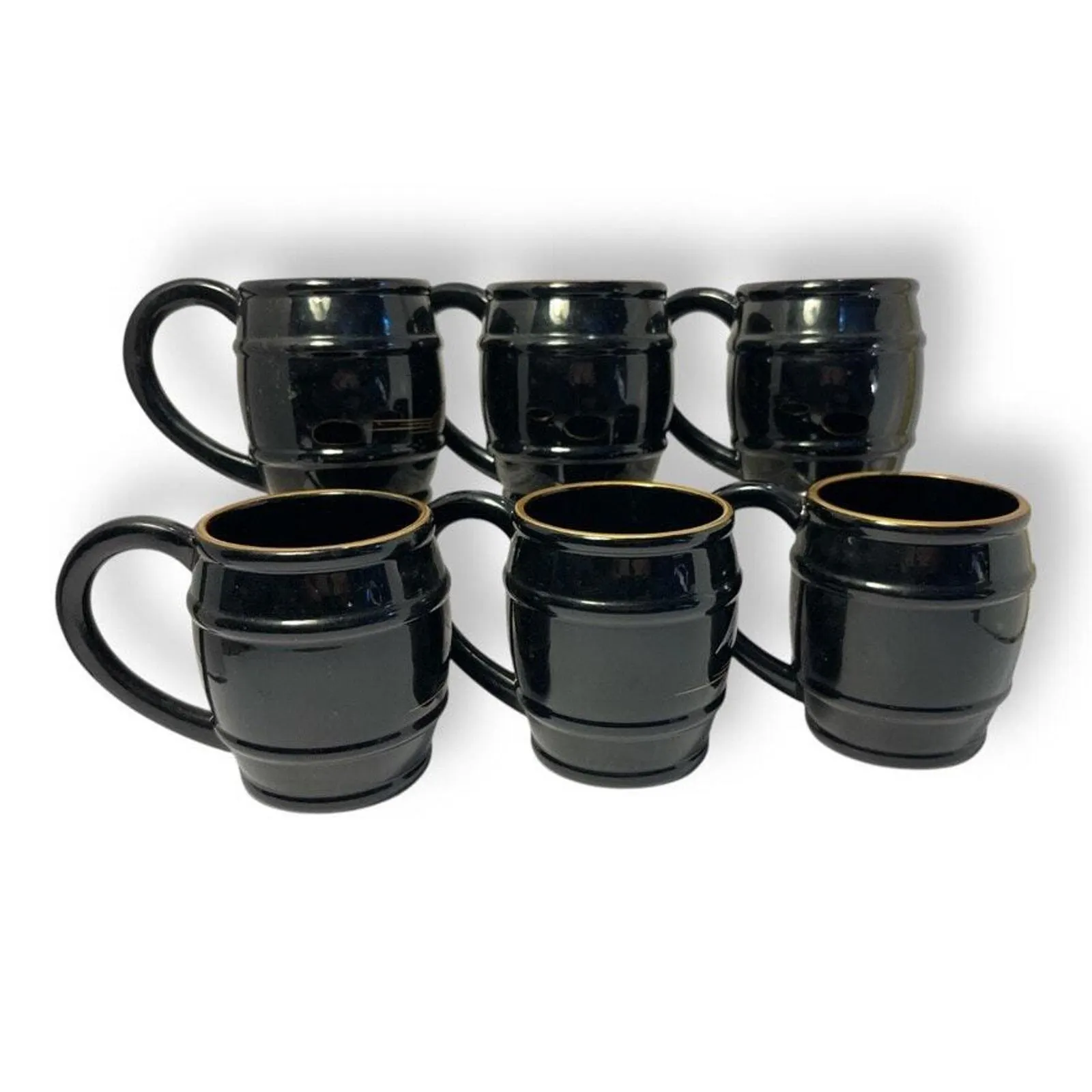 Black Lacquered Mugs Japanese Vintage Coffee cup Oriental Style Plastic - image 3