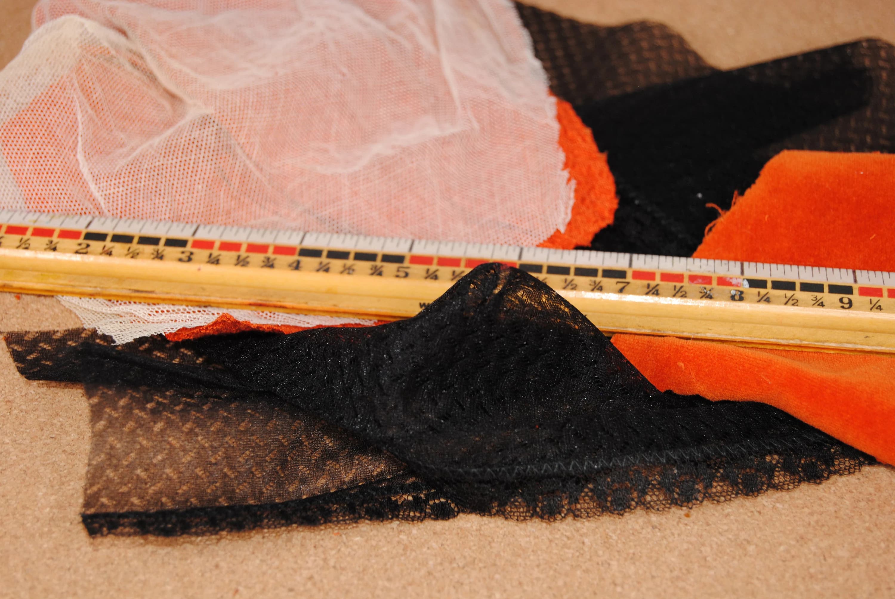 Vintage laces, trims, fabric, ephemera for Halloween - Black, brown and orange - Perfect for junk journals, mixed media, slow stitch - image 3